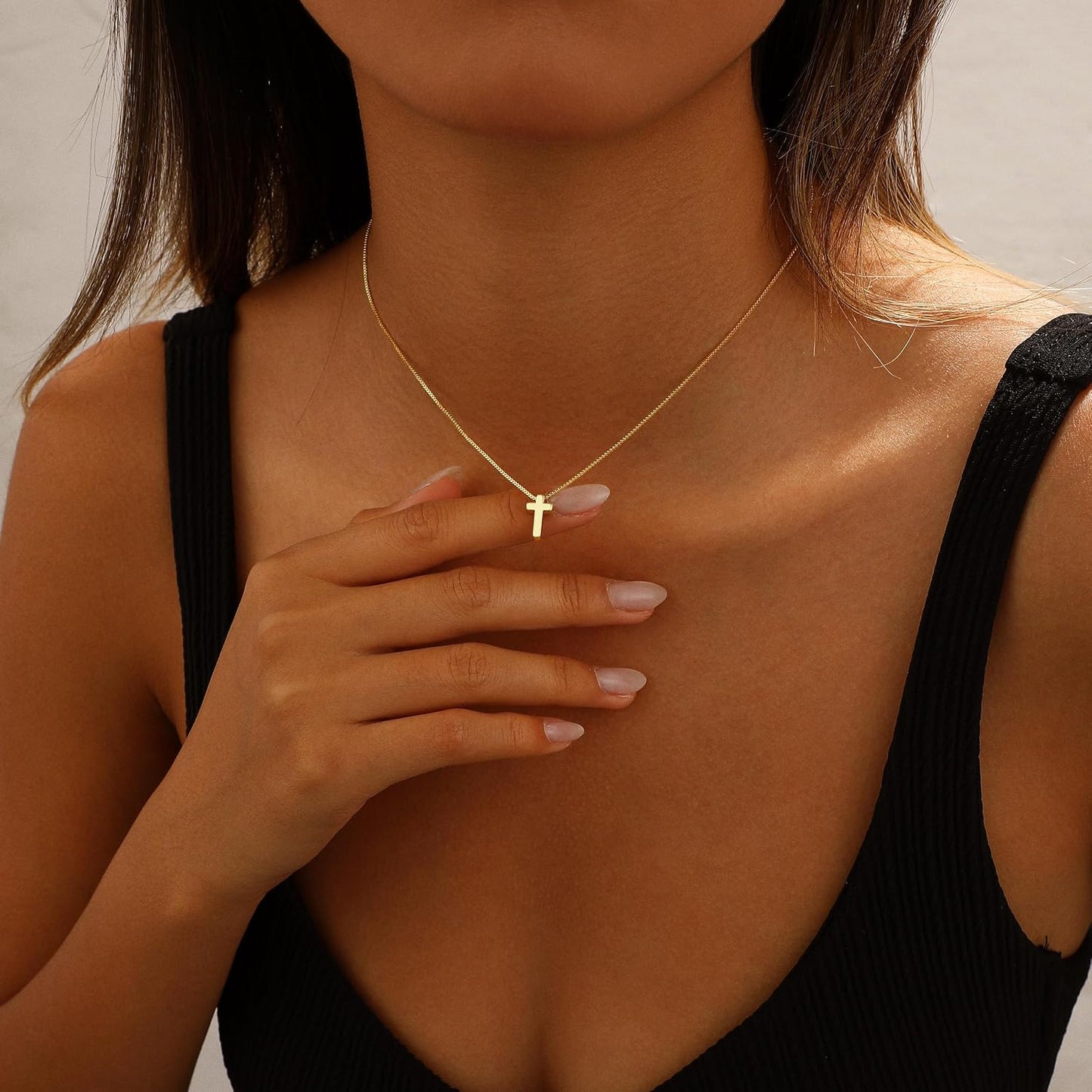 JIKASI Collar de cruz para mujer, chapado en oro o plata de 14 quil...