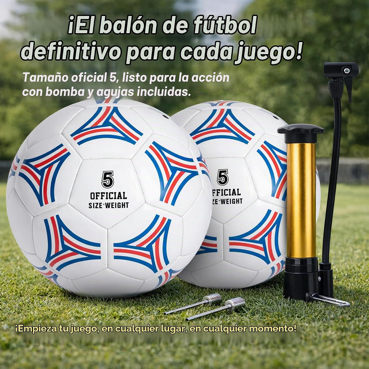 FATEUAER Paquete de 2 pelotas de fútbol tamaño 5, juego de pelota d...
