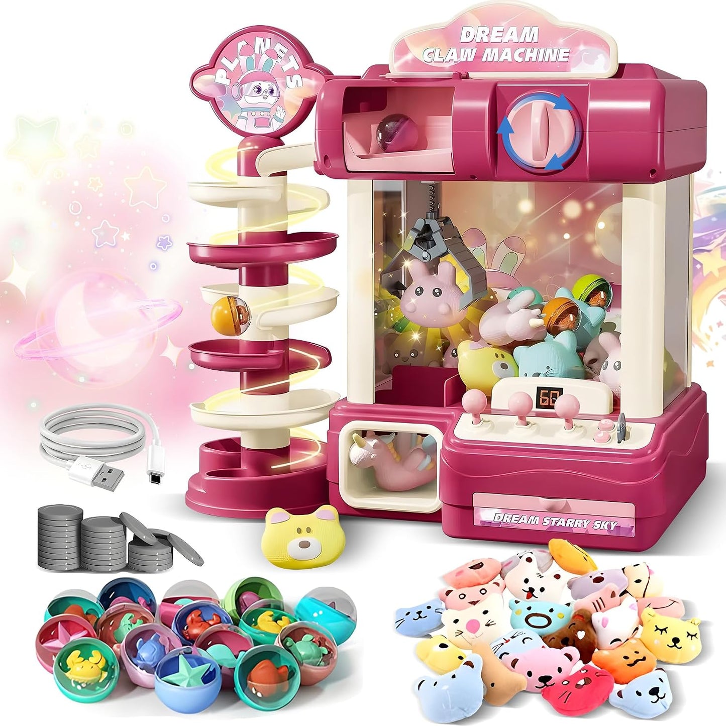 Máquina de garras para niños, mini máquina expendedora con luces de...