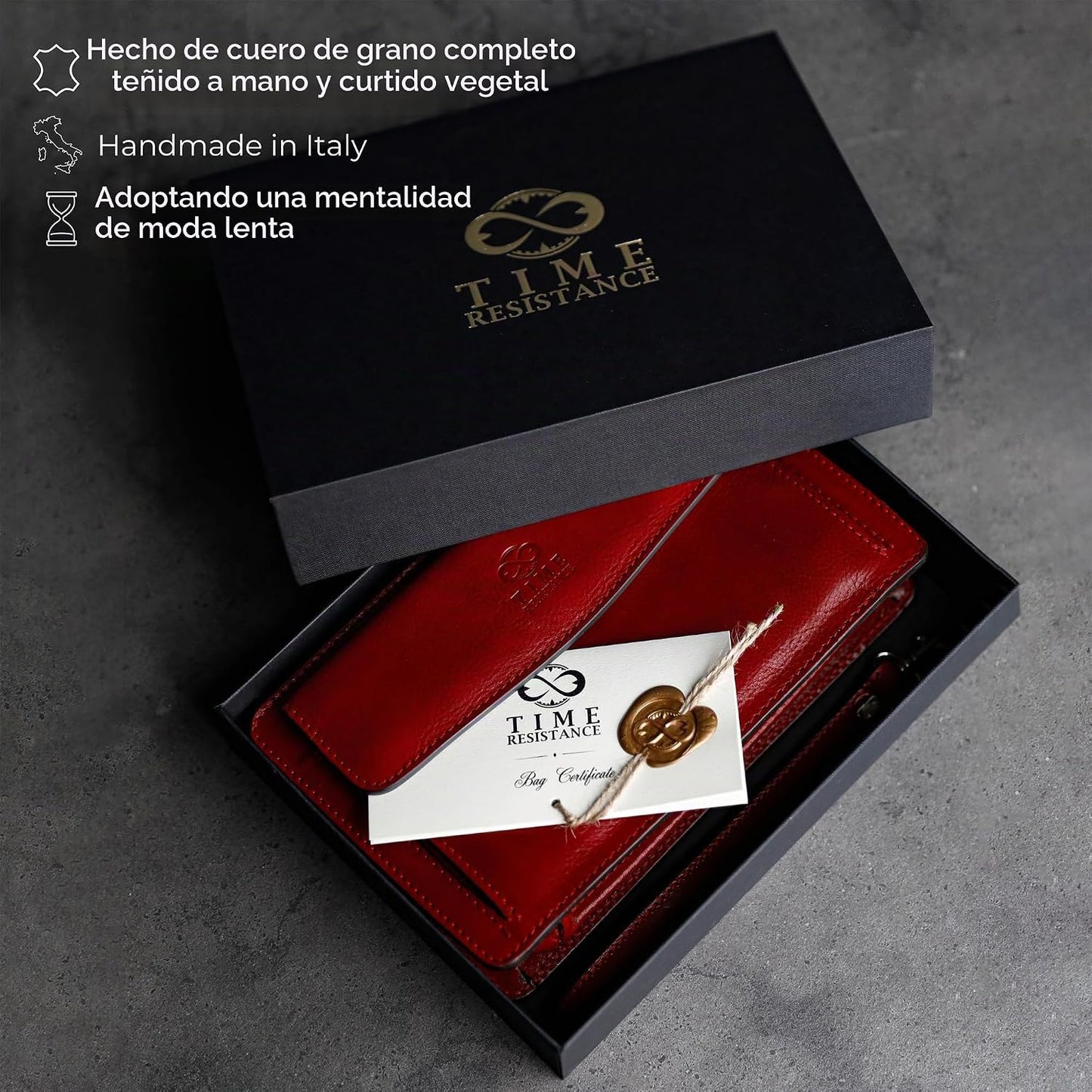 Time Resistance Bolso de mano de cuero para hombre, organizador de...