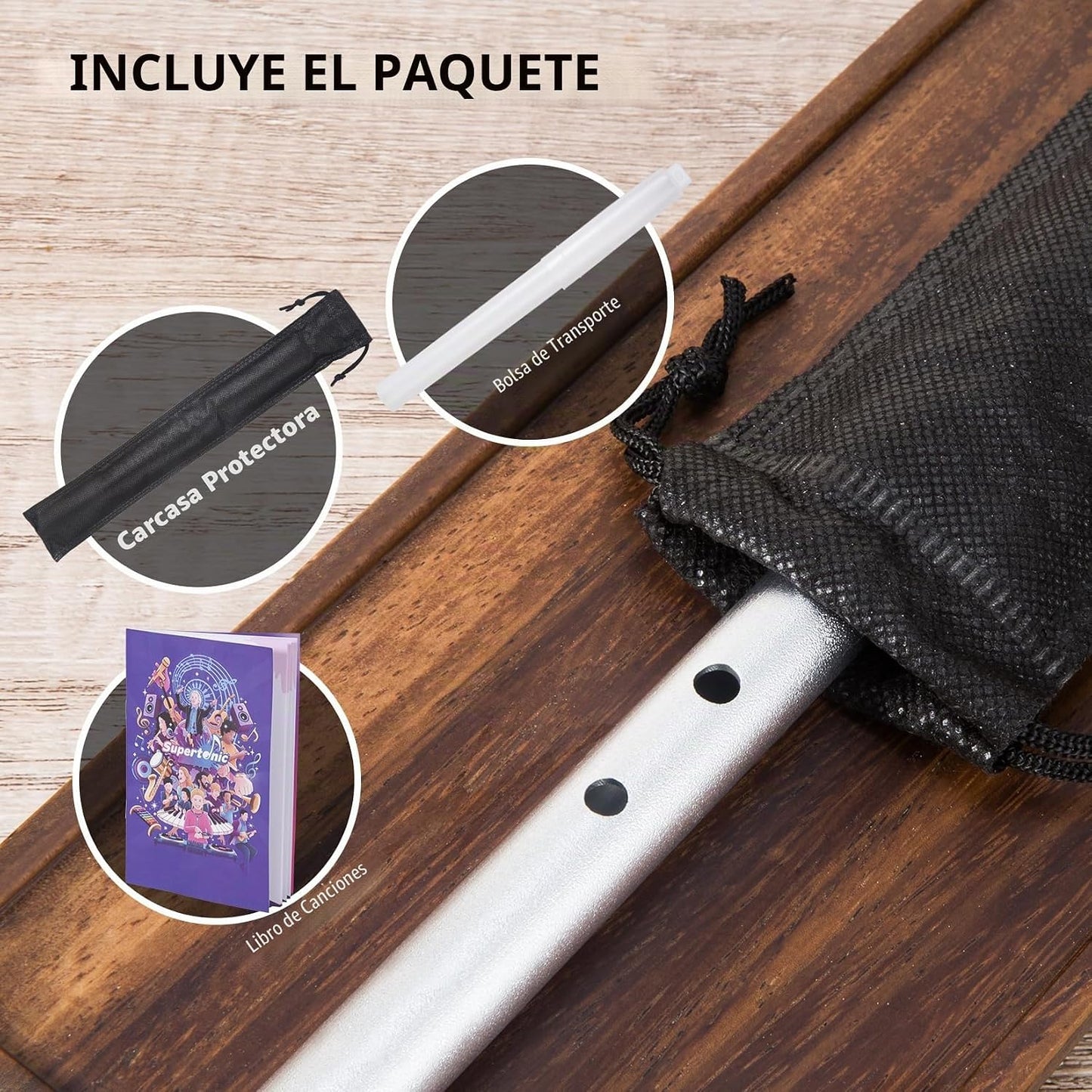 VixxNoxx Silbato irlandés de estaño en llave de D con libro de músi...