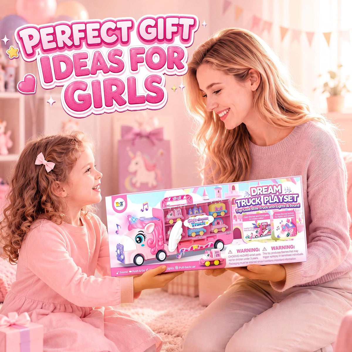 Liunkeng Camión de juguete de unicornio 13 en 1 para niñas de 2 a 6...