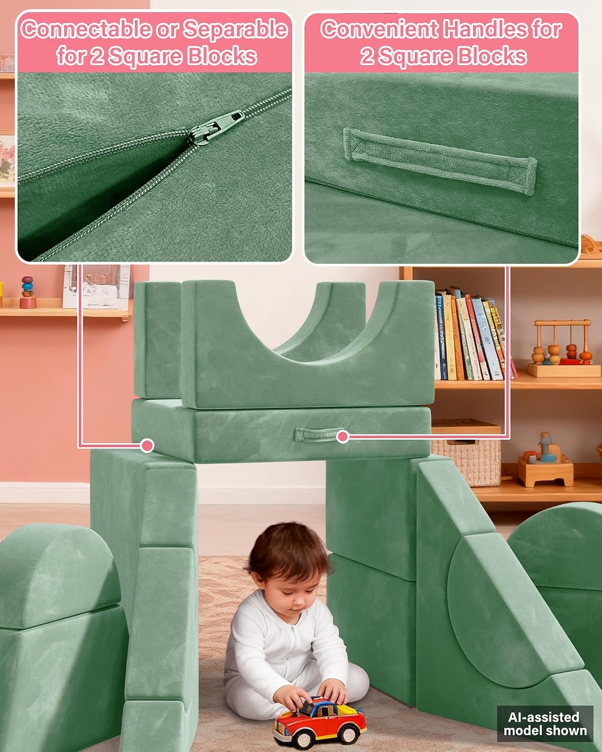 YEFU 15 piezas Sofá de Juego Modular para Niños, Sofá de Espuma par...