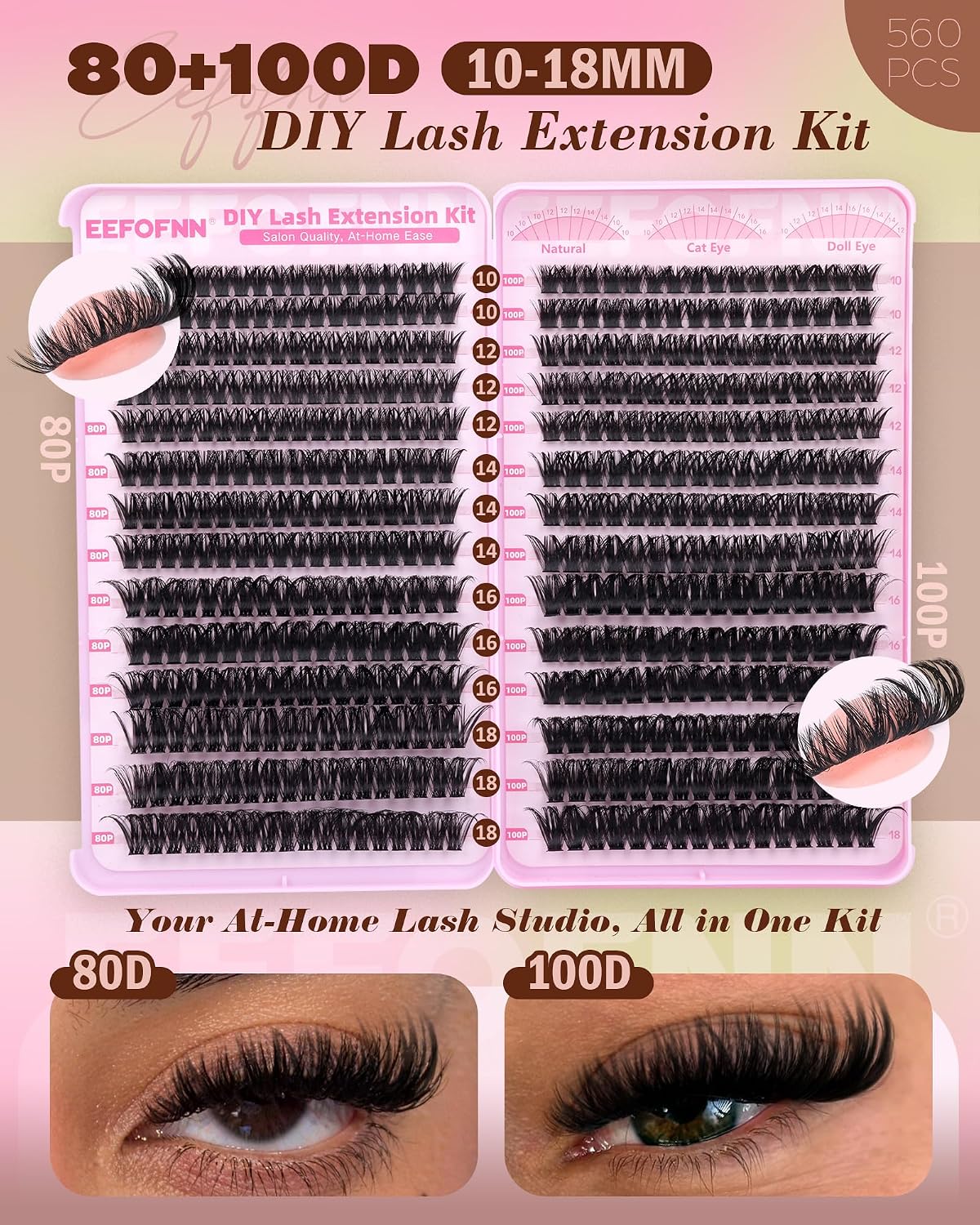 80D 100D Lash Clusters 560 piezas Wispy Volumen de los racimos de p...