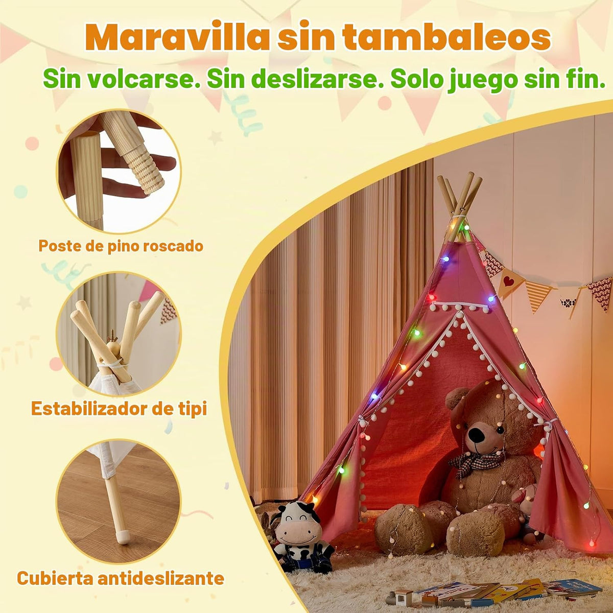 Paquete de 4 tiendas de campaña tipi para fiestas de pijamas infant...