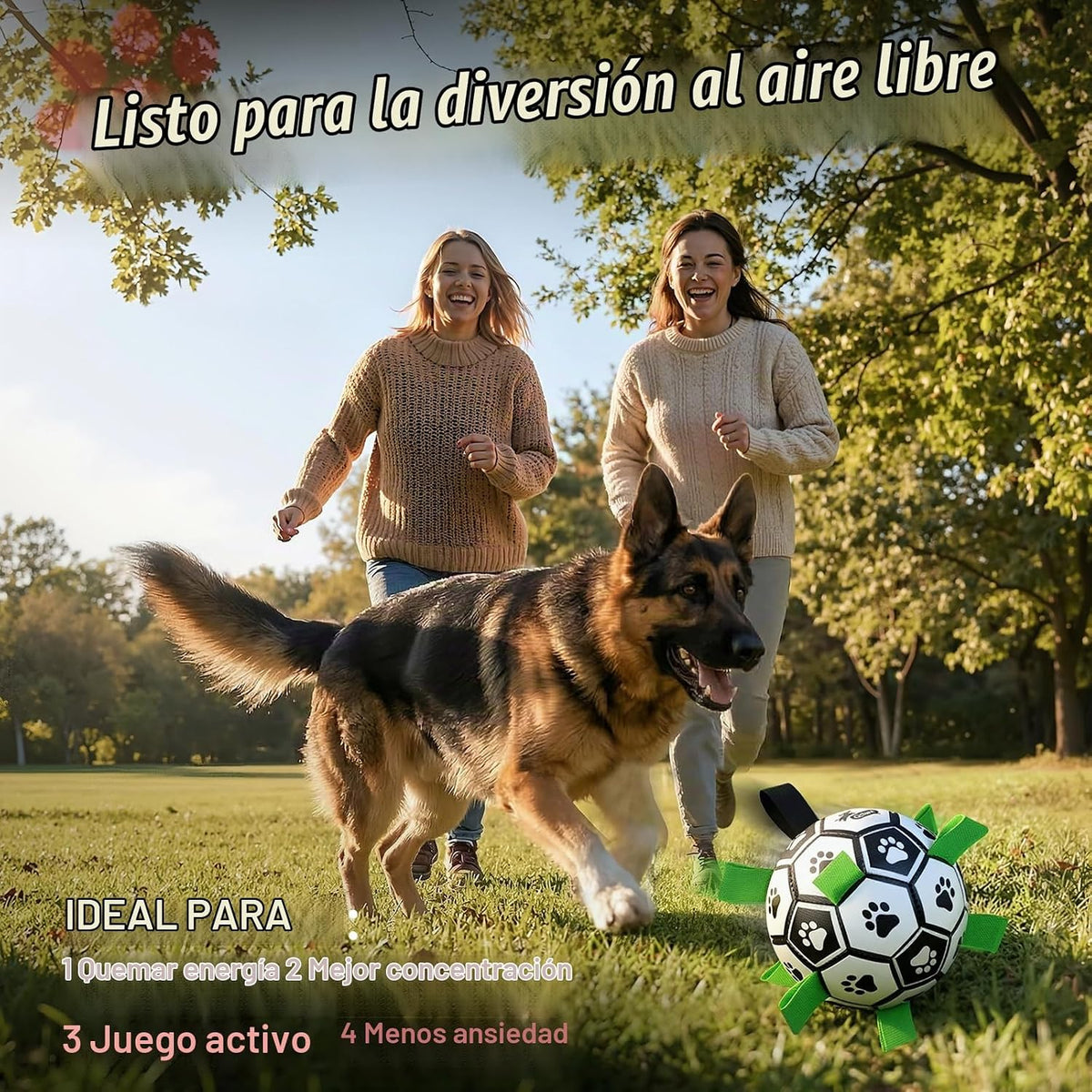 QDAN Juguetes grandes para perros, pelota de fútbol para perros con...