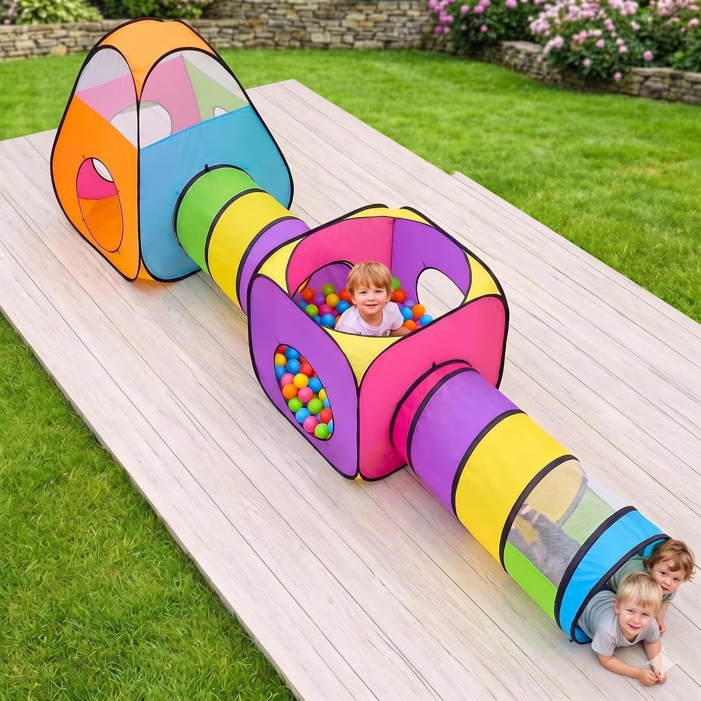 NUBUNI Tienda de Juego Emergente para Niños de 4 Piezas: 2 Túneles...