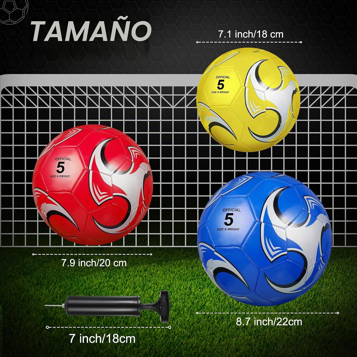 Deekin Balón de fútbol a granel de 6 piezas con bomba, pelota de fú...