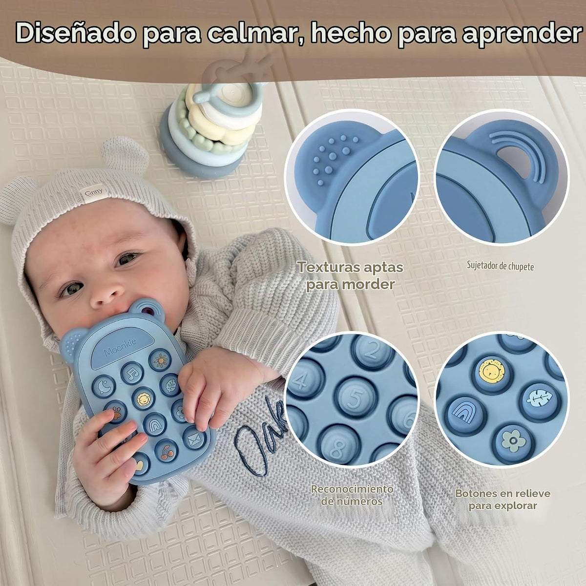 Moonkie Juguetes de Dentición de Silicona con Forma de Teléfono par...