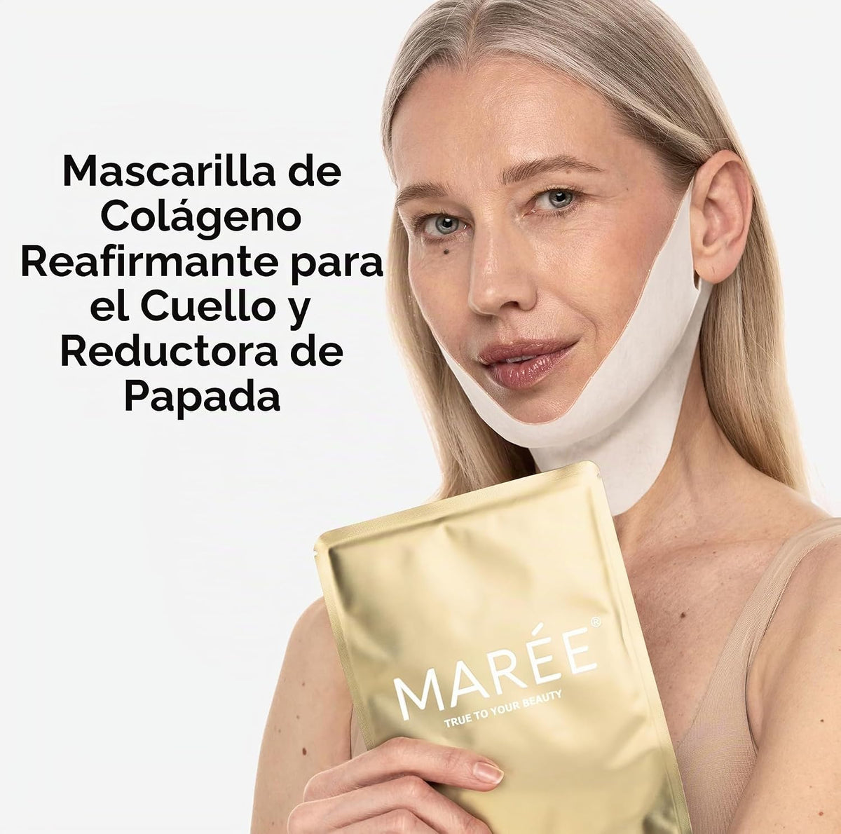 Máscara de elevación MAREE V Line - Cinta de elevación facial dorad...