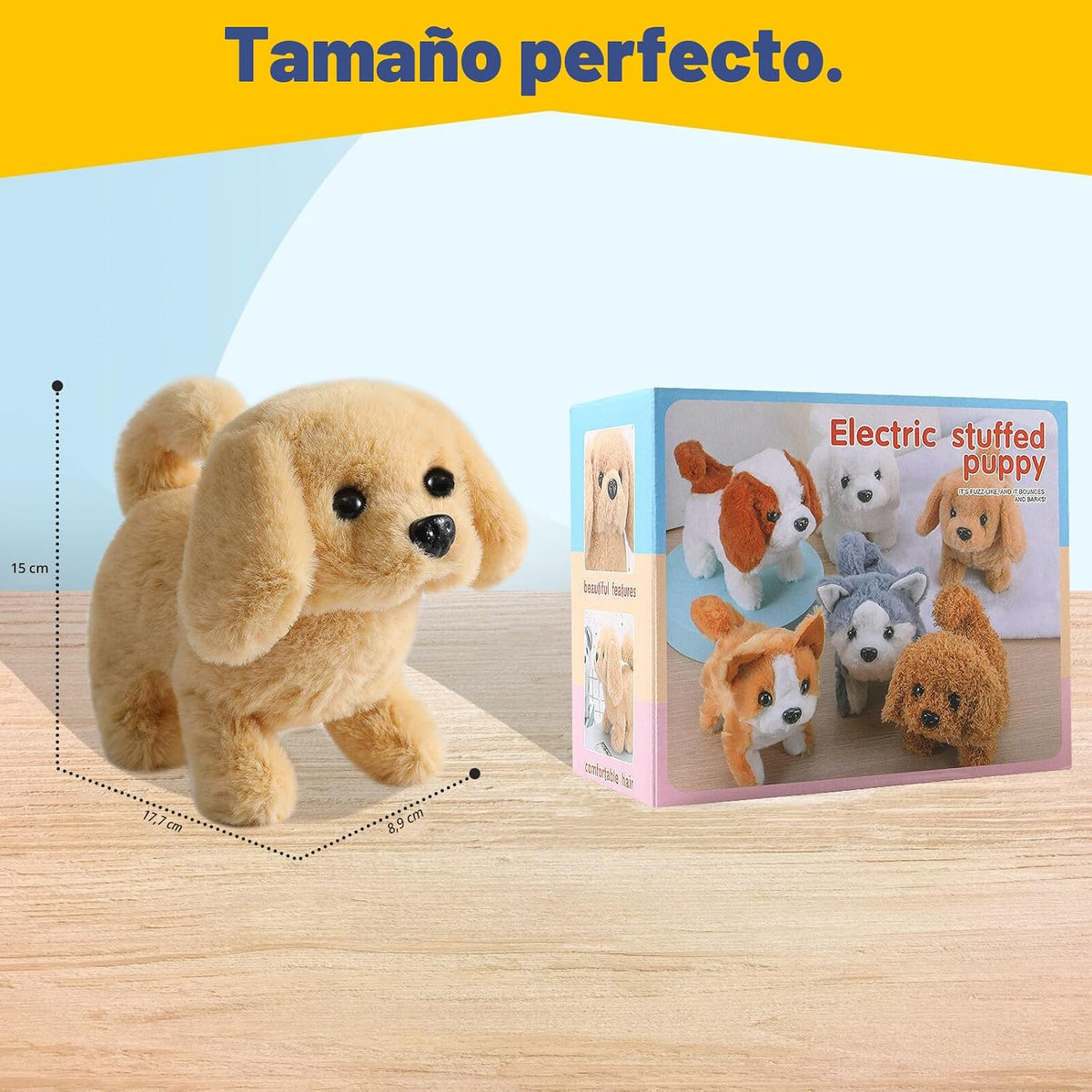KSABVAIA Juguete de Peluche Golden Retriever Cachorro Perro Electró...