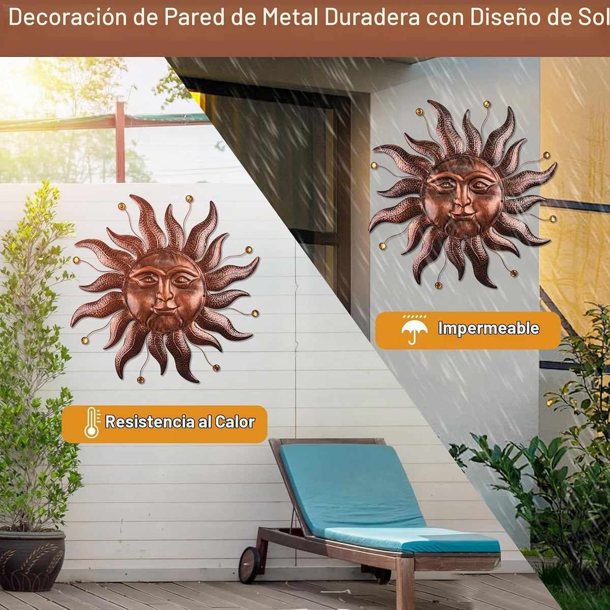 VESTCDF Decoración de pared de metal para exteriores con cara de so...