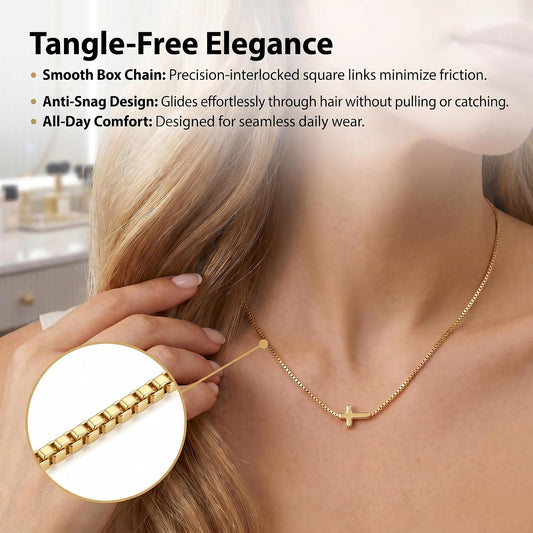 Selncfyt Collar de cruz para mujer, chapado en oro de 14 quilates,...