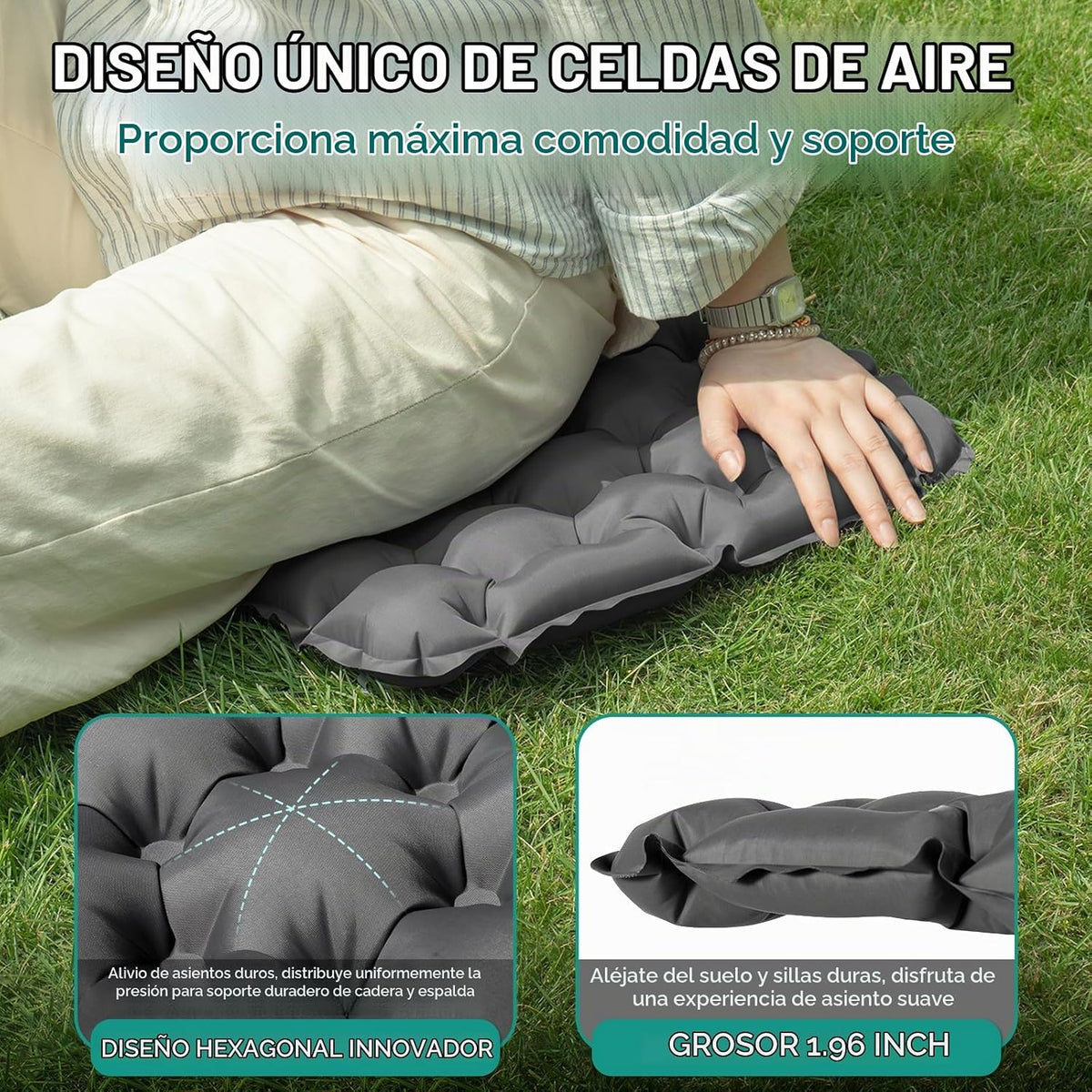 GDREAMT Cojín de asiento inflable portátil y ligero para asiento de...