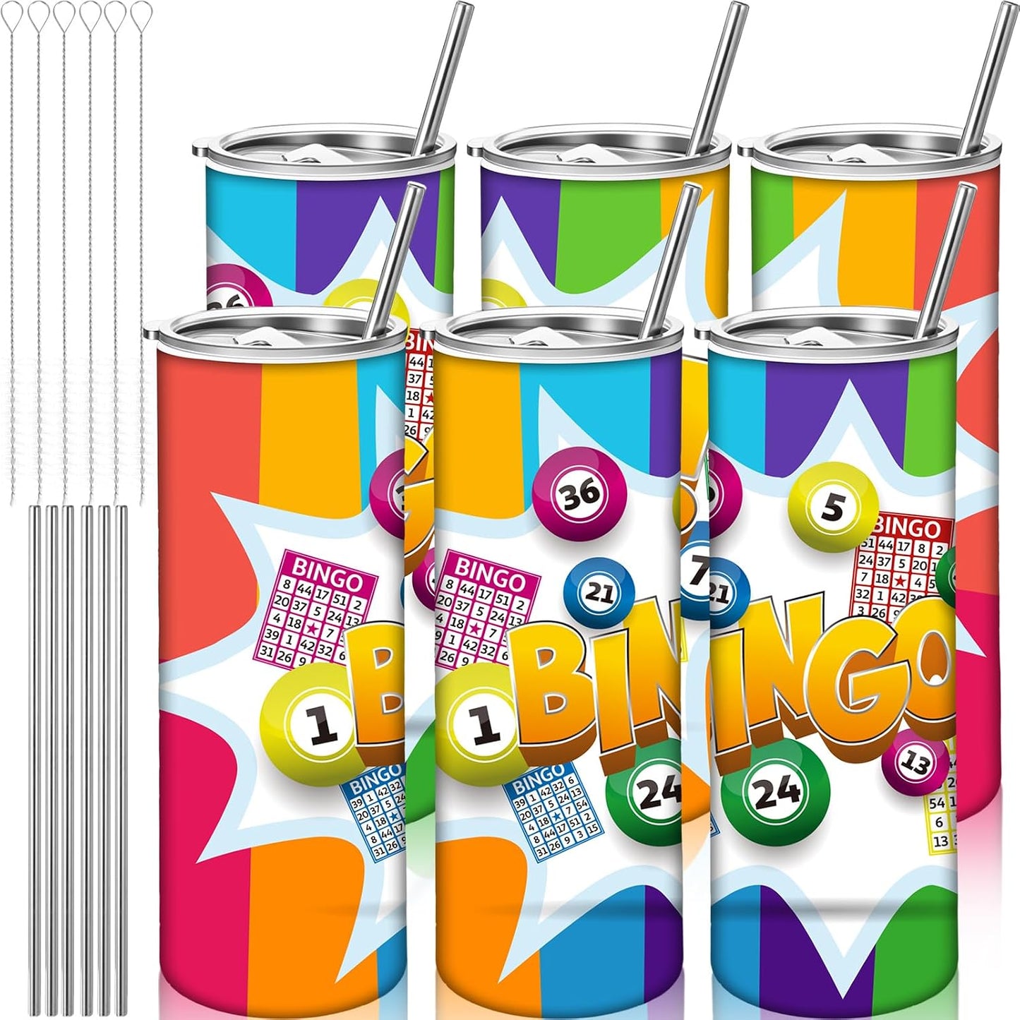 Hsei Paquete de 6 vasos de bingo de 20 onzas, regalos de premios de...