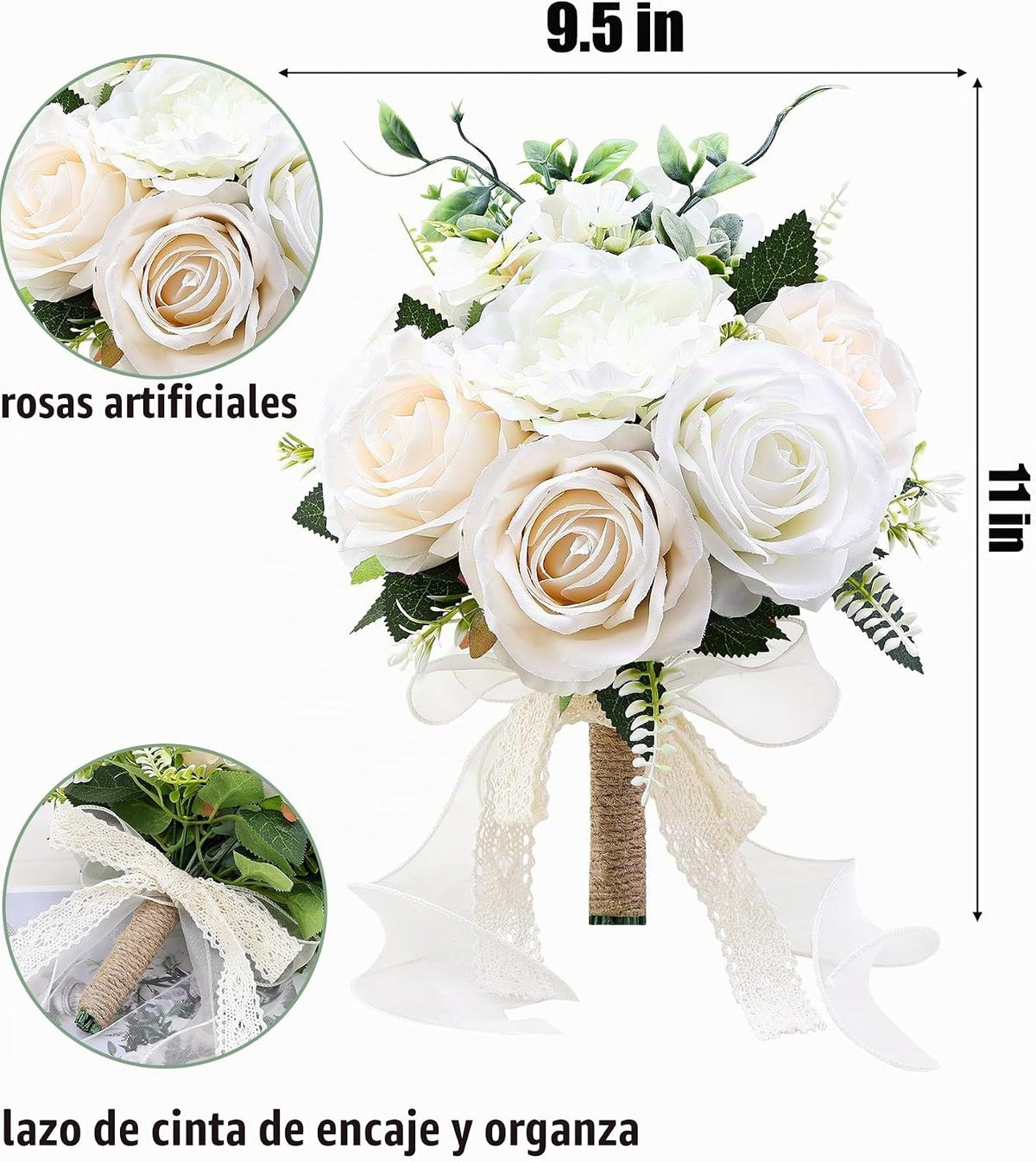 WGBBDG Ramos de boda para novia, dama de honor, ramo de rosas artif...