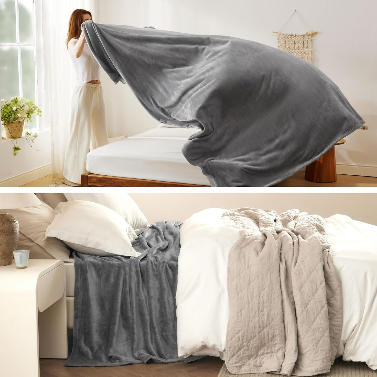 Bedsure GentleSoft - Mantas de forro polar para cama tamaño Queen c...