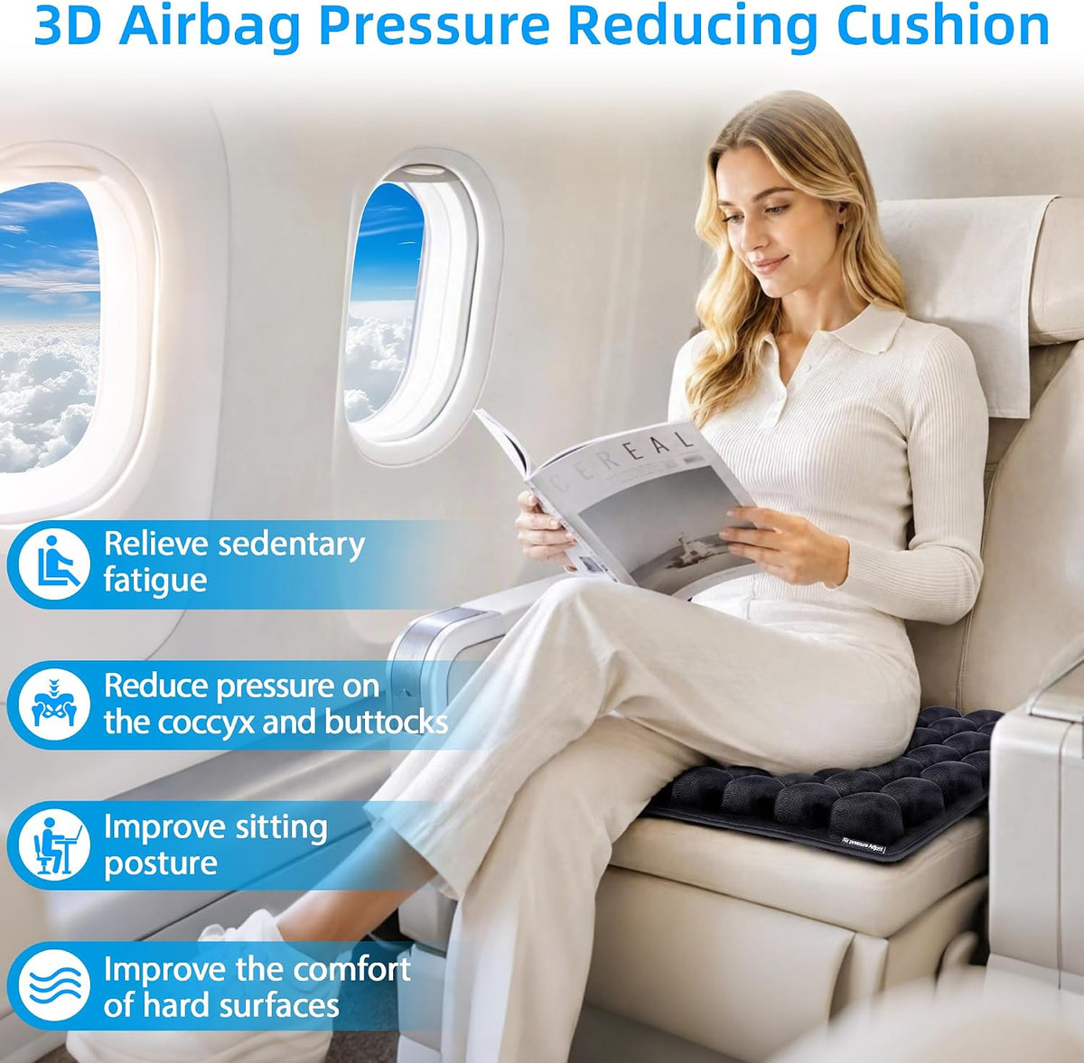 Almohadilla de viaje Sodurue para asiento de avión, almohadilla de...
