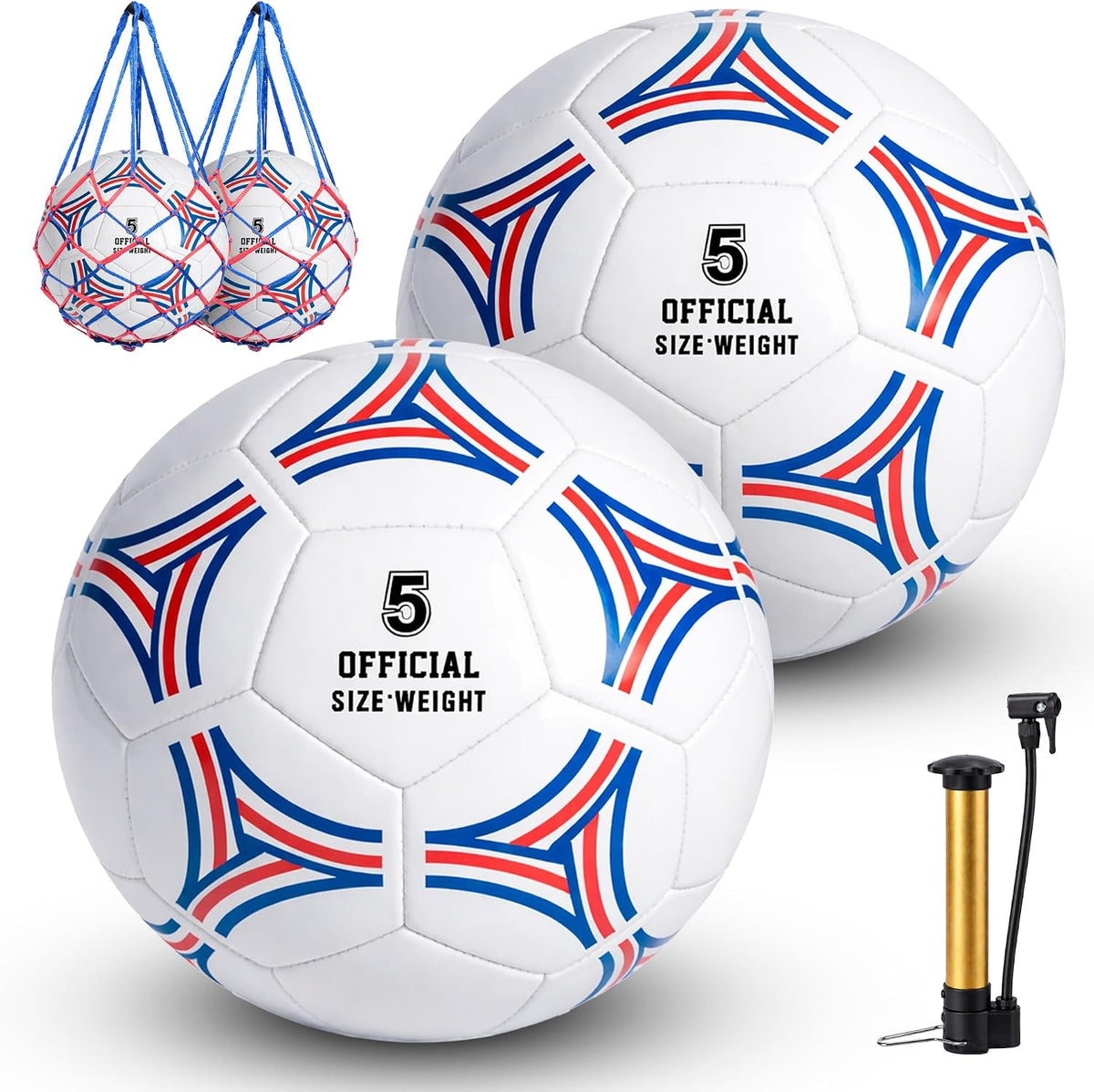 FATEUAER Paquete de 2 pelotas de fútbol tamaño 5, juego de pelota d...