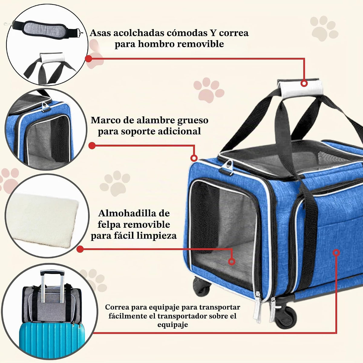 Ruff Life 101 Transportín de Mascotas Premium Expandible Aprobado p...