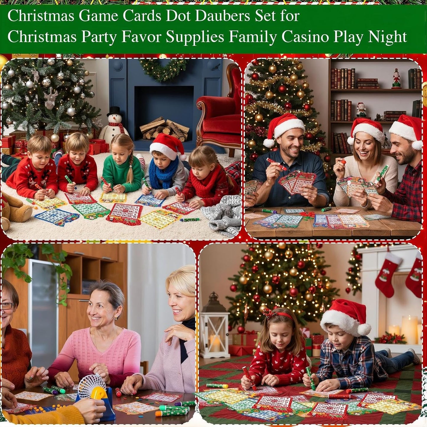 Eersida Paquete de 192 tarjetas de juego de bingo de Navidad y jueg...