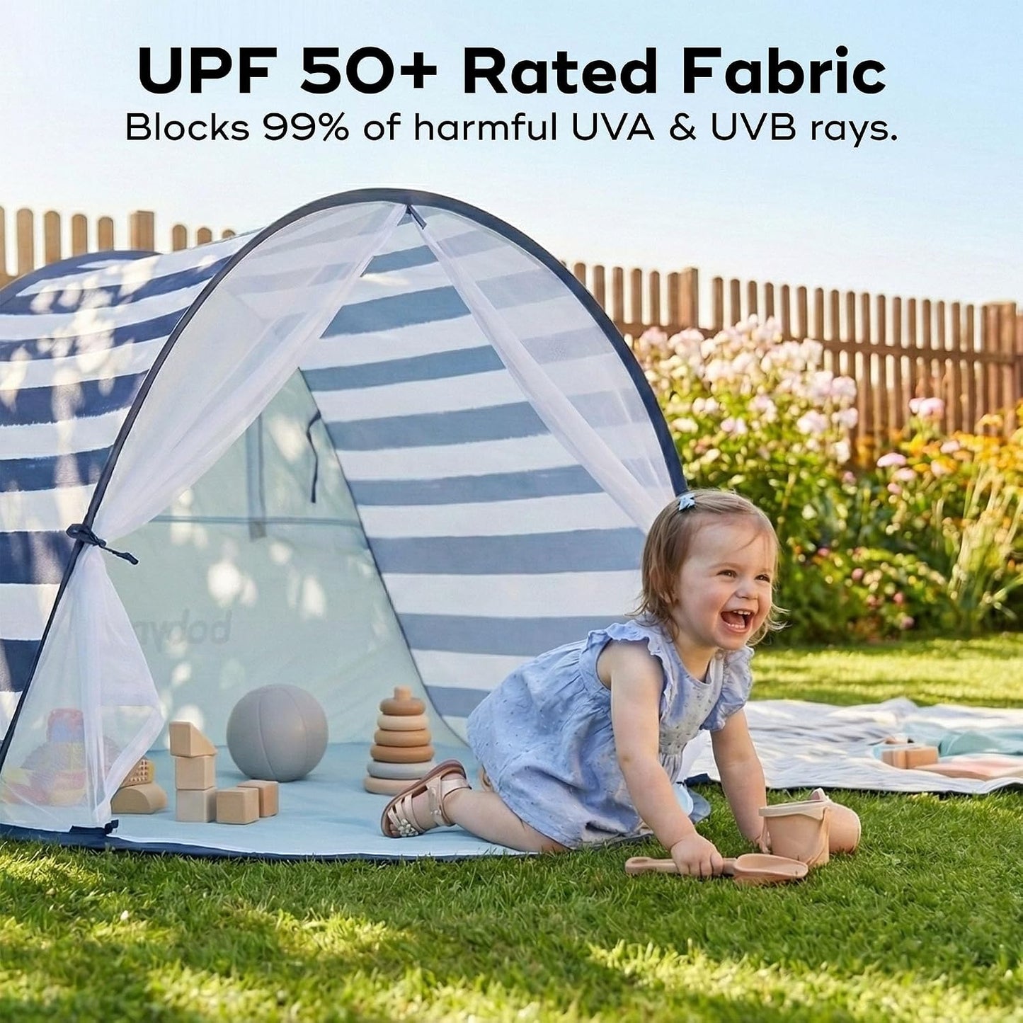 Babymoov Tienda de campaña marina anti-UV UPF 50+ con sistema despl...