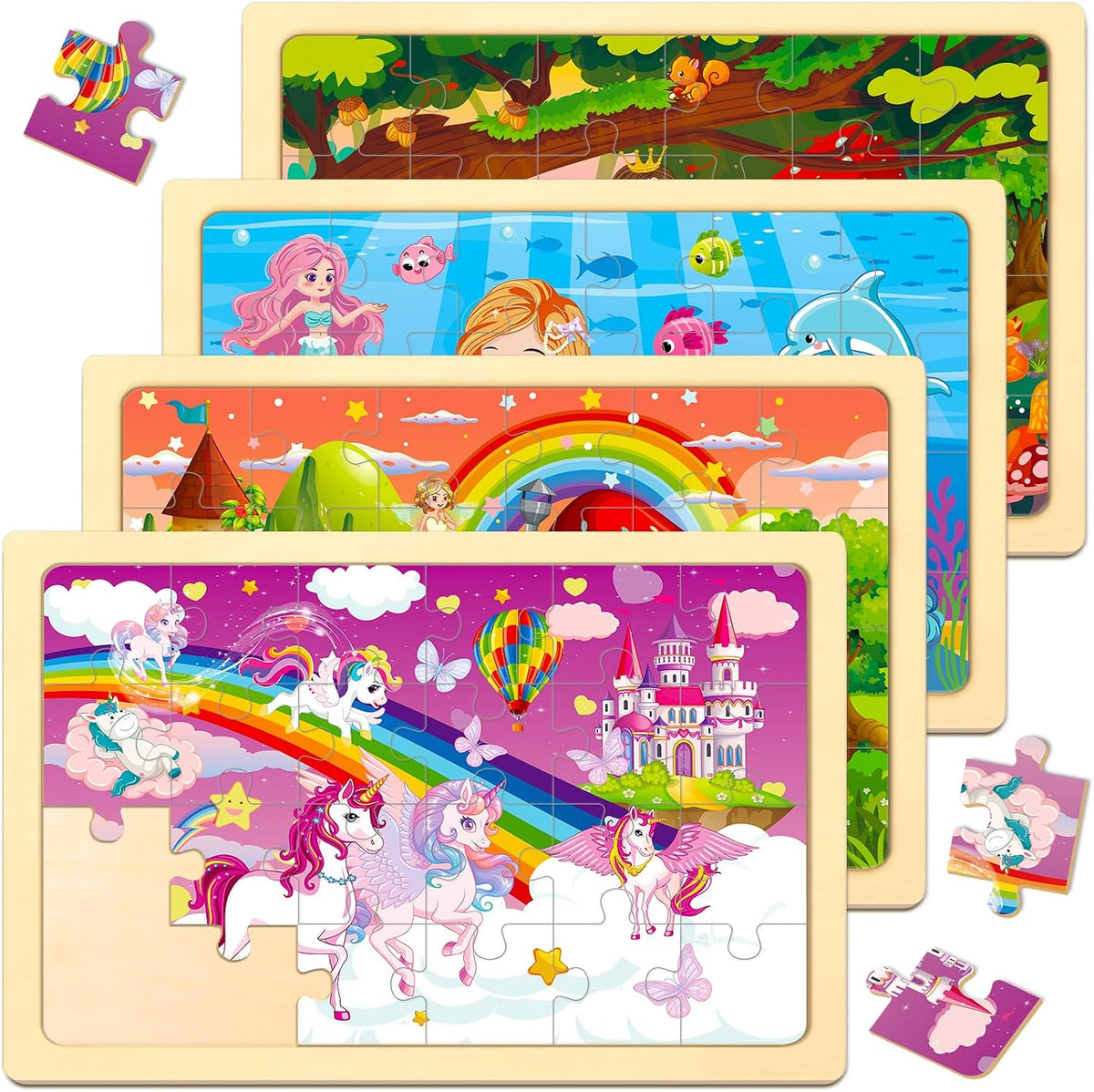 Rompecabezas para niños de 4 a 6 años, unicornio, princesa, hada, s...