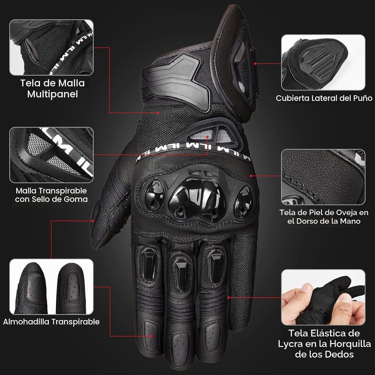 ILM - Guantes de motocicleta para hombres y mujeres con pantalla tá...