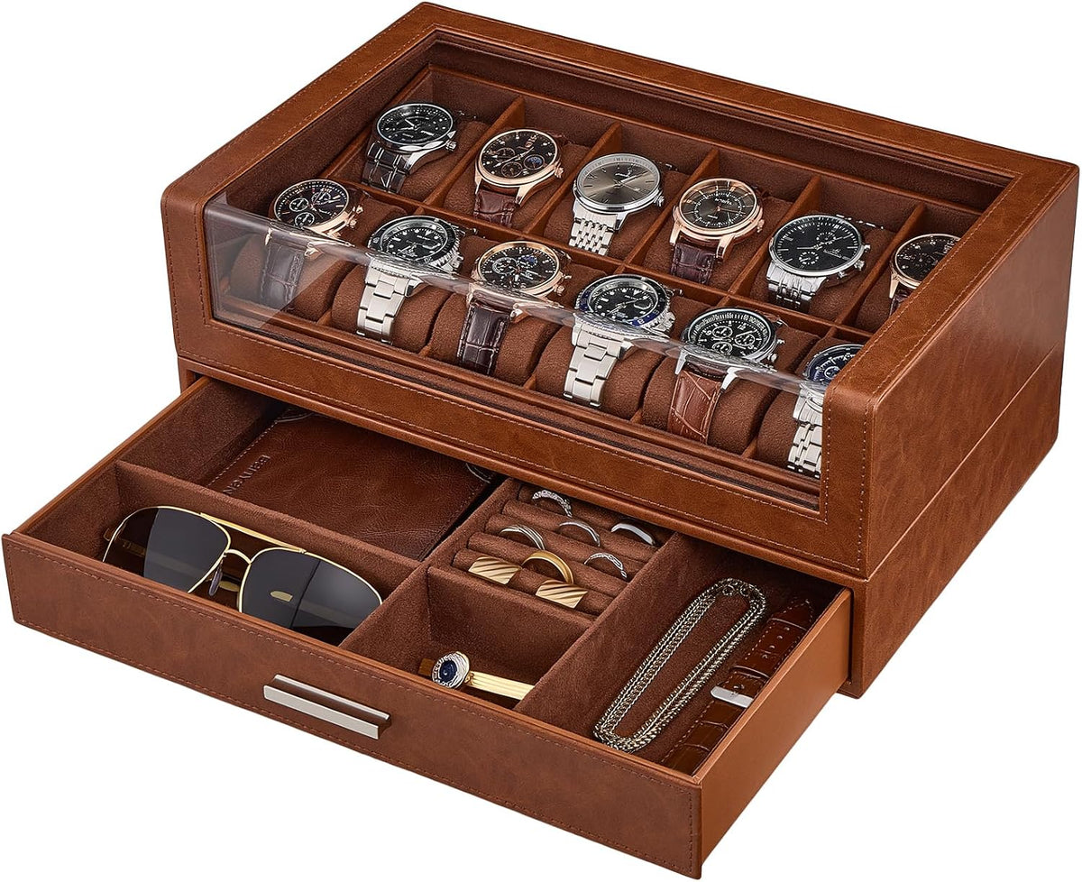 ProCase Caja de reloj para hombres, 12 ranuras soporte de exhibició...