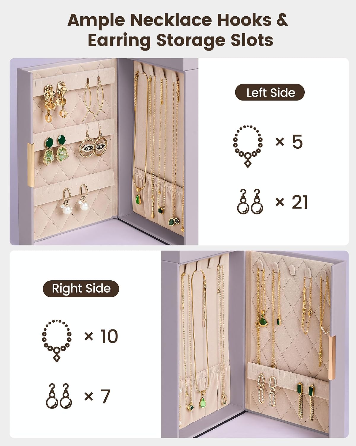 Lolalet Joyero organizador grande para mujer, organizador de joyas...
