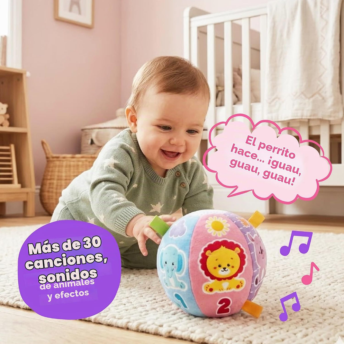 Move2Play, Pelota de bebé hilarantemente interactiva con música y e...