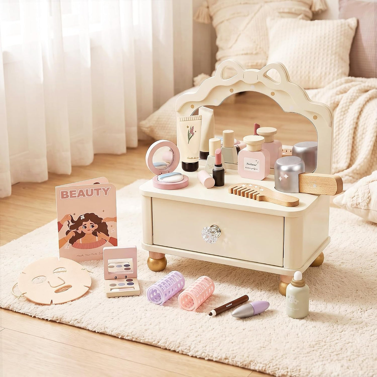 Pithfor Juego de tocador de madera, kit de maquillaje de juego de |...