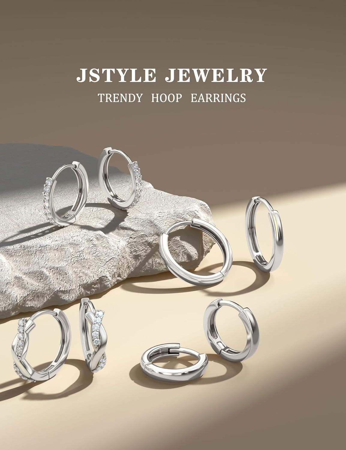 Jstyle Aretes de aro pequeños de oro para mujer, chapados en oro de...