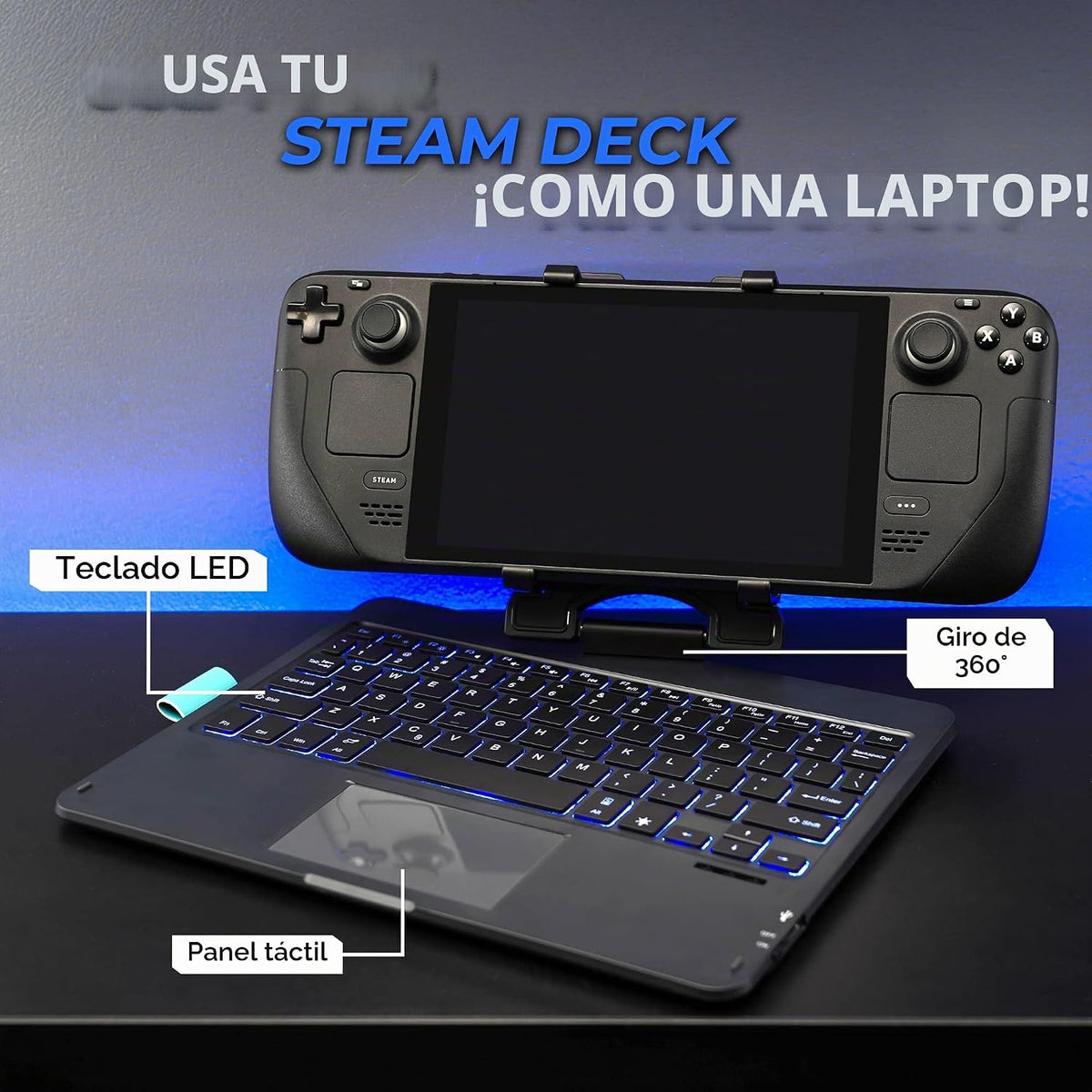 Invensic DeckTop con divisor \u2013 Teclado Steam Deck y mouse Blue...