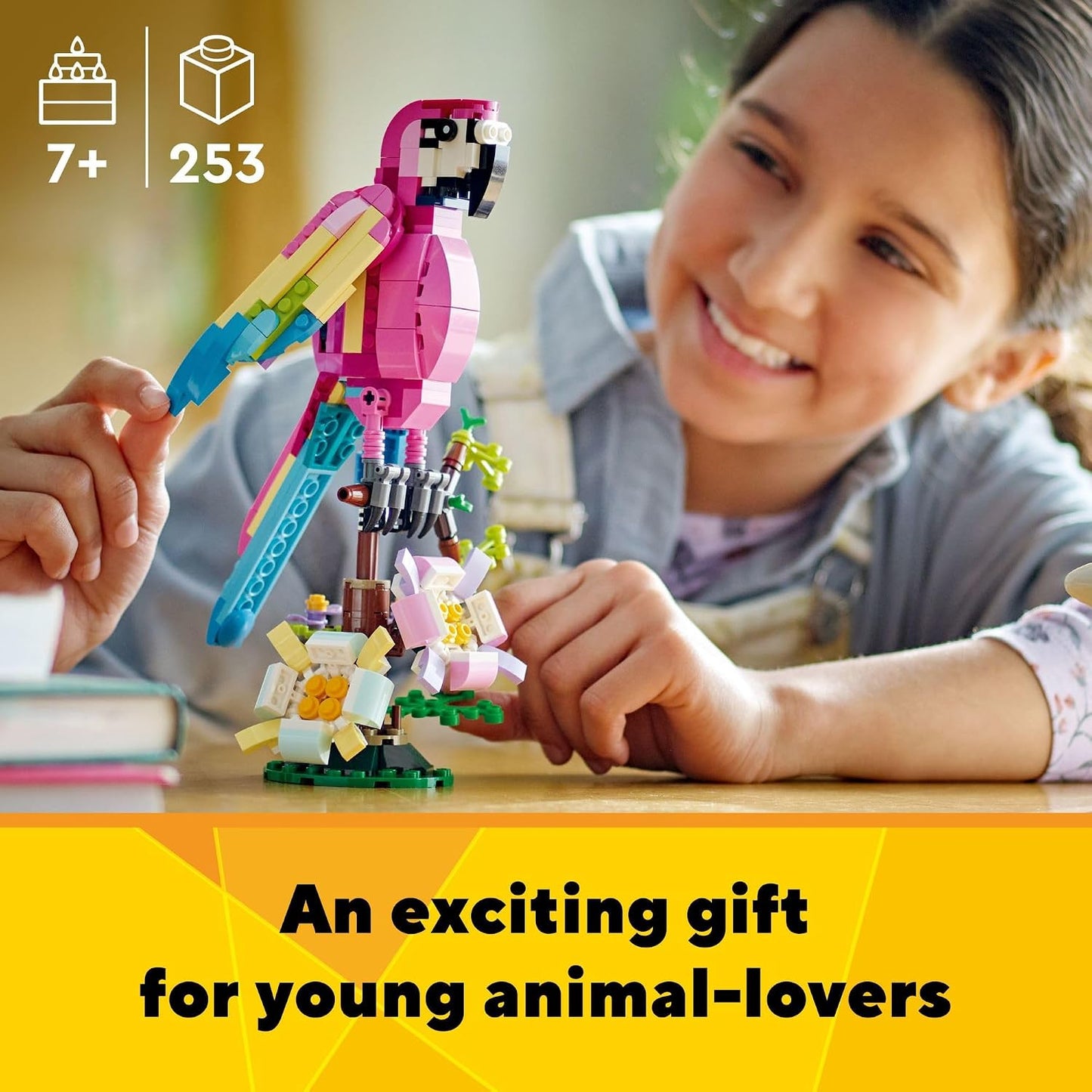LEGO: Creator 3 en 1 Loro rosa exótico (253 piezas, 31144)