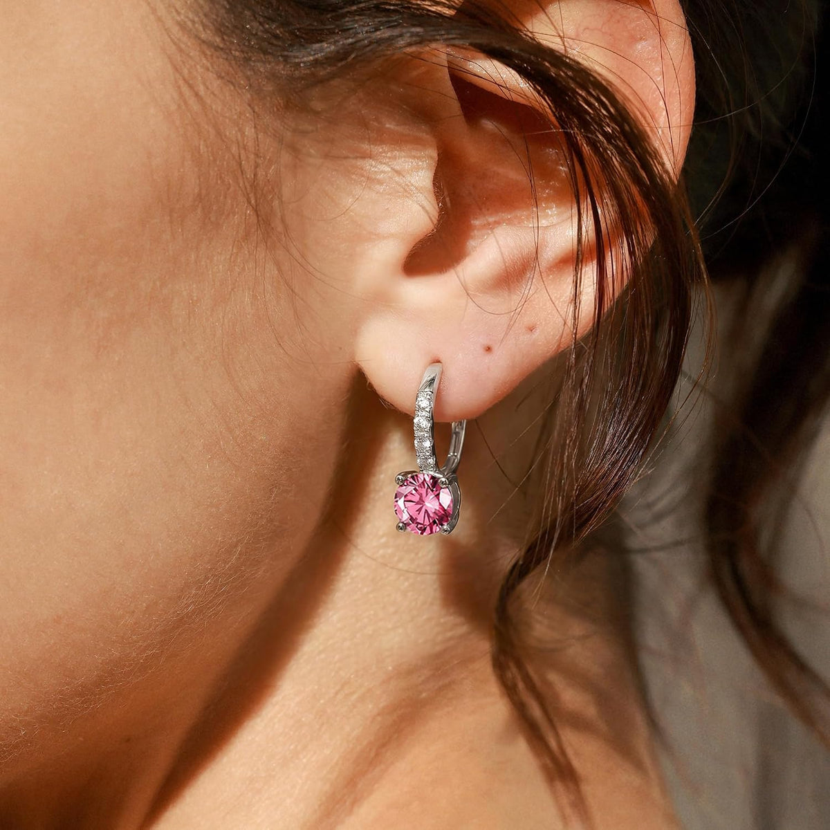 FANCIME Pendientes colgantes con piedra natal para mujer de plata d...