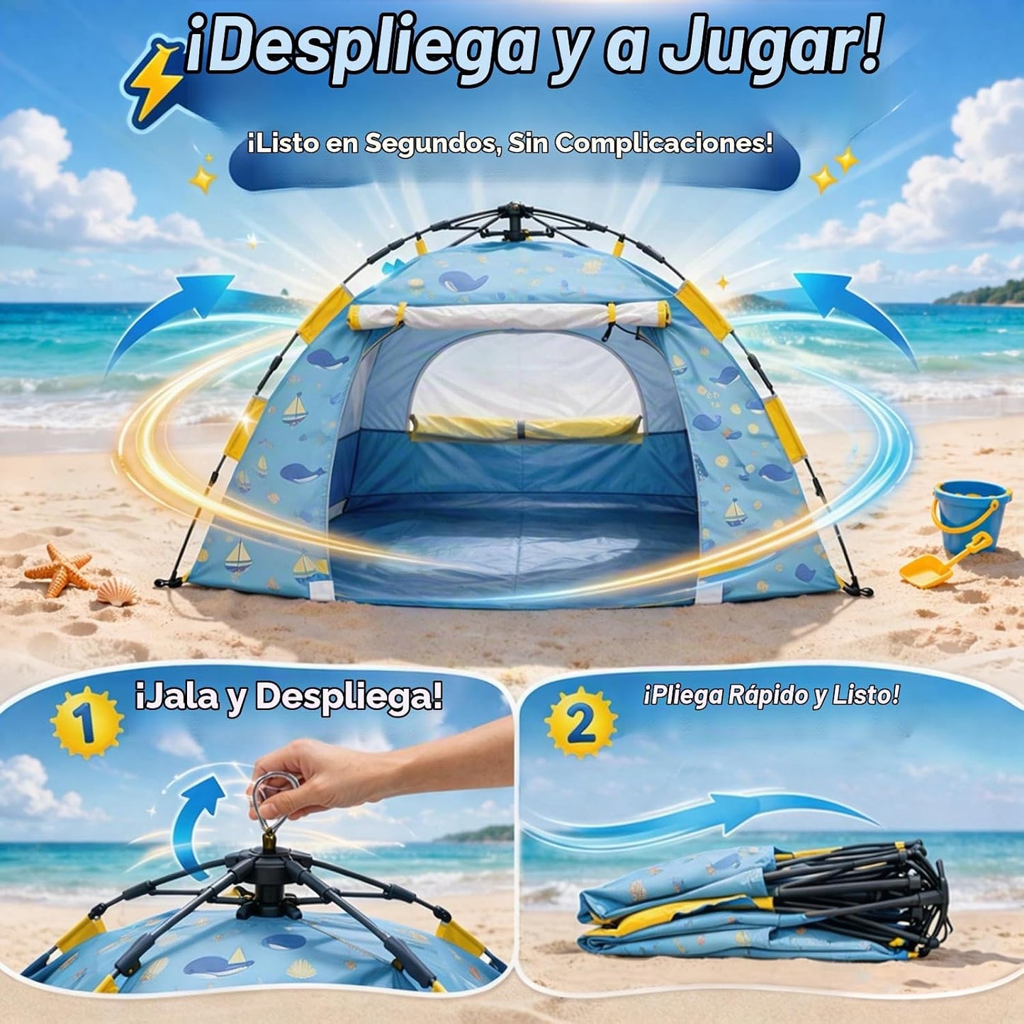 Tienda de campaña de playa para bebés con protección UV UPF 50+, in...