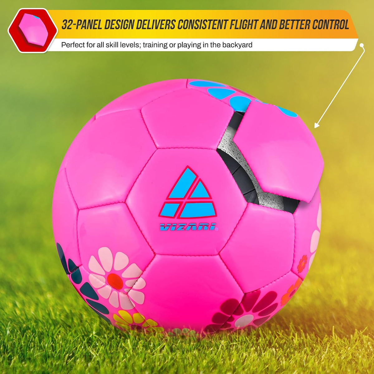 Balón de fútbol Vizari con flores