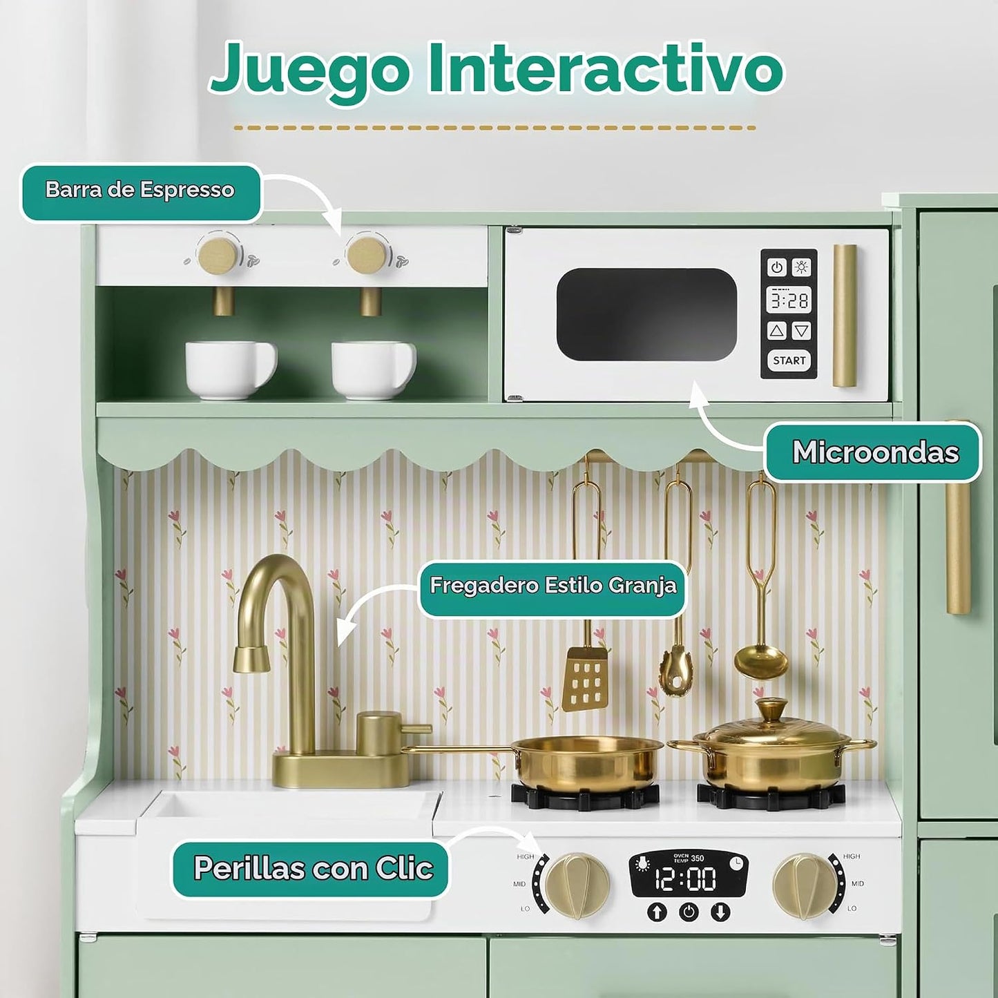 Best Choice Products Juego de cocina para niños, estilo cabaña, jue...