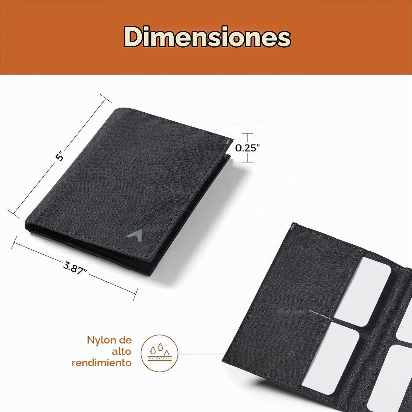 Allett Monedero 2.0, bloqueo RFID delgado (nailon, negro azabache)...