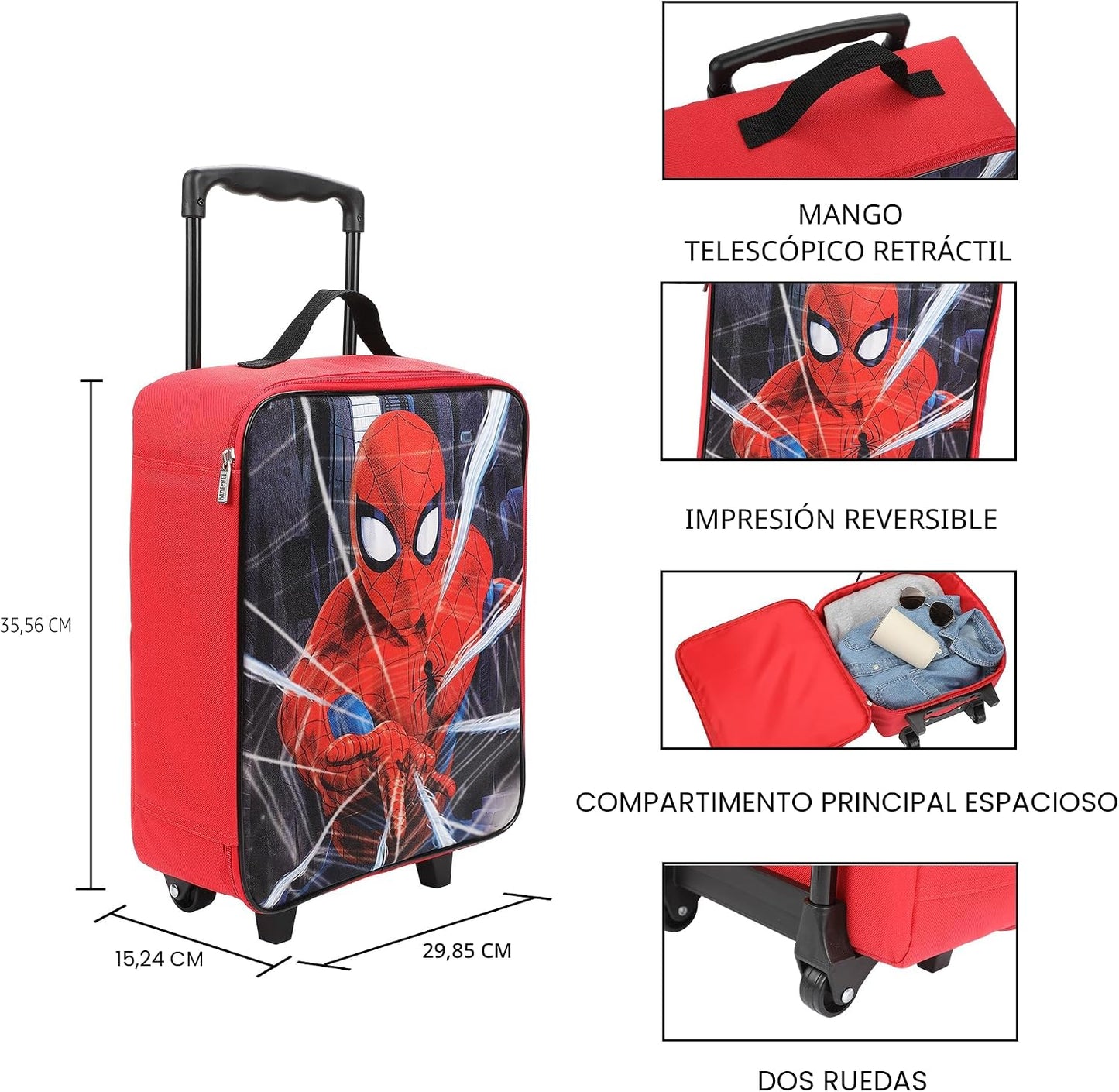 Bioworld Spider-Man Web - Equipaje de 14" para jóvenes