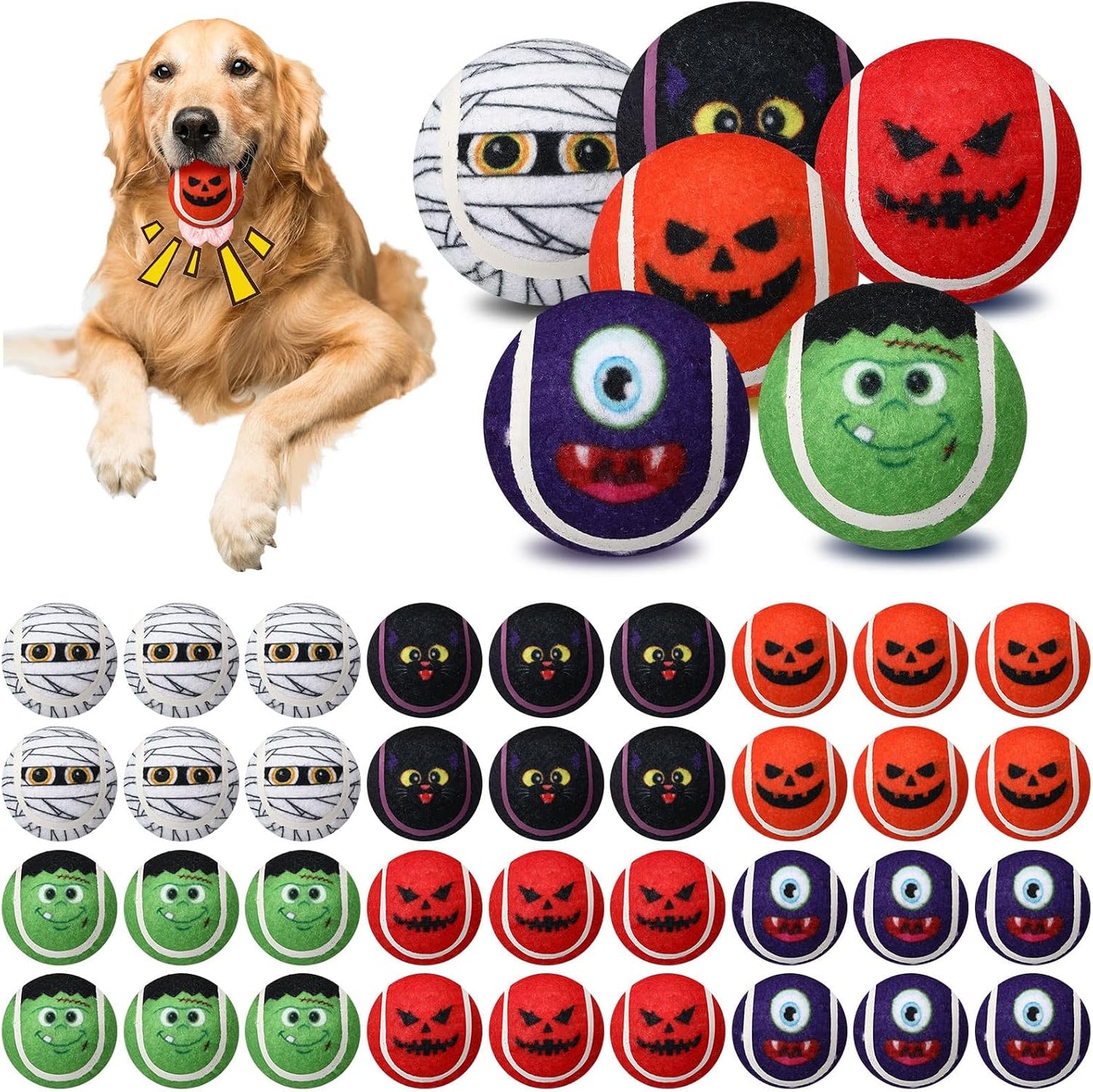 Civaner 36 juguetes de Halloween para perros a granel, pelotas de t...