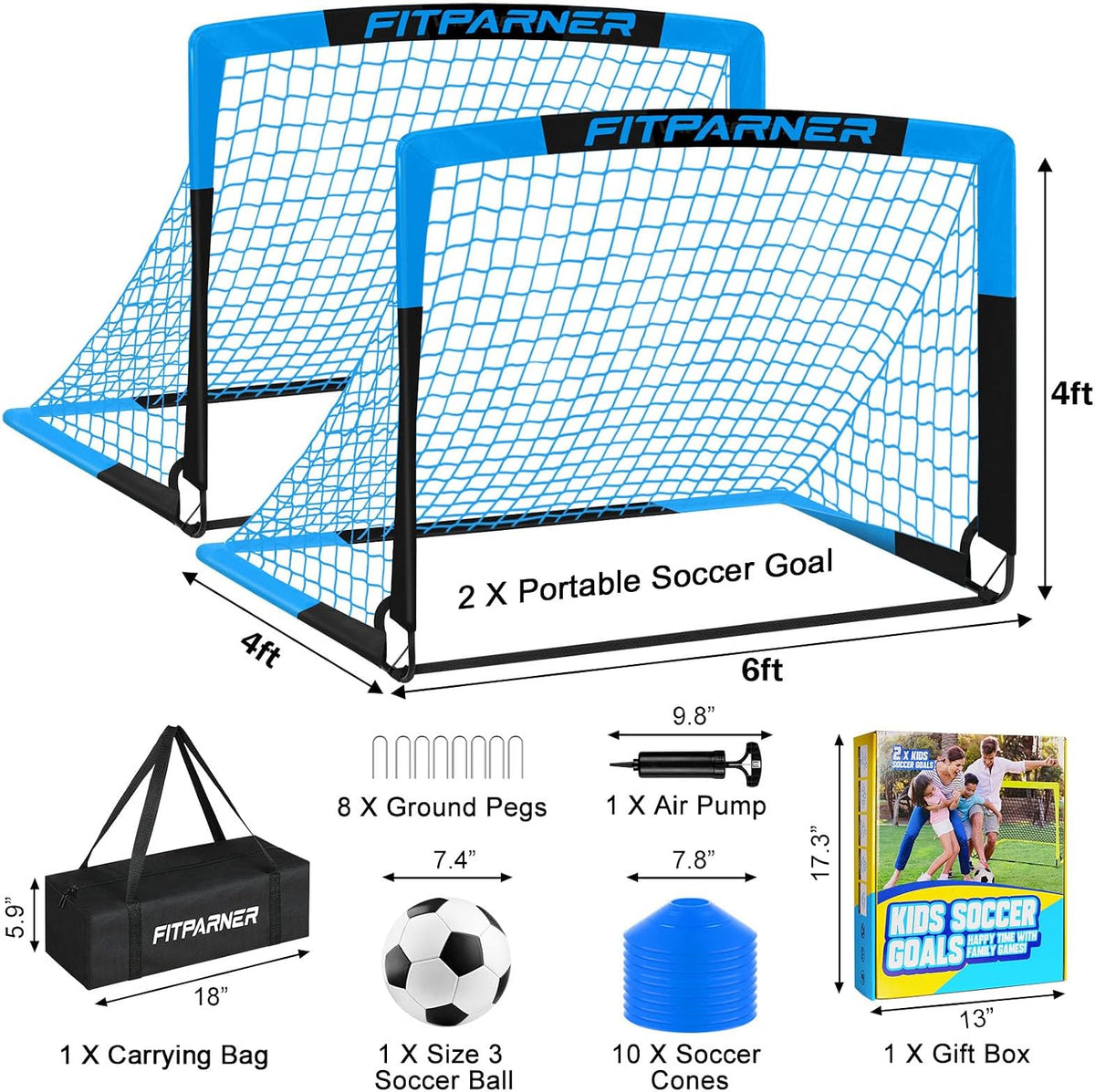 FITPARNER Arcos de Fútbol para Niños para Patio Trasero - Juego de...