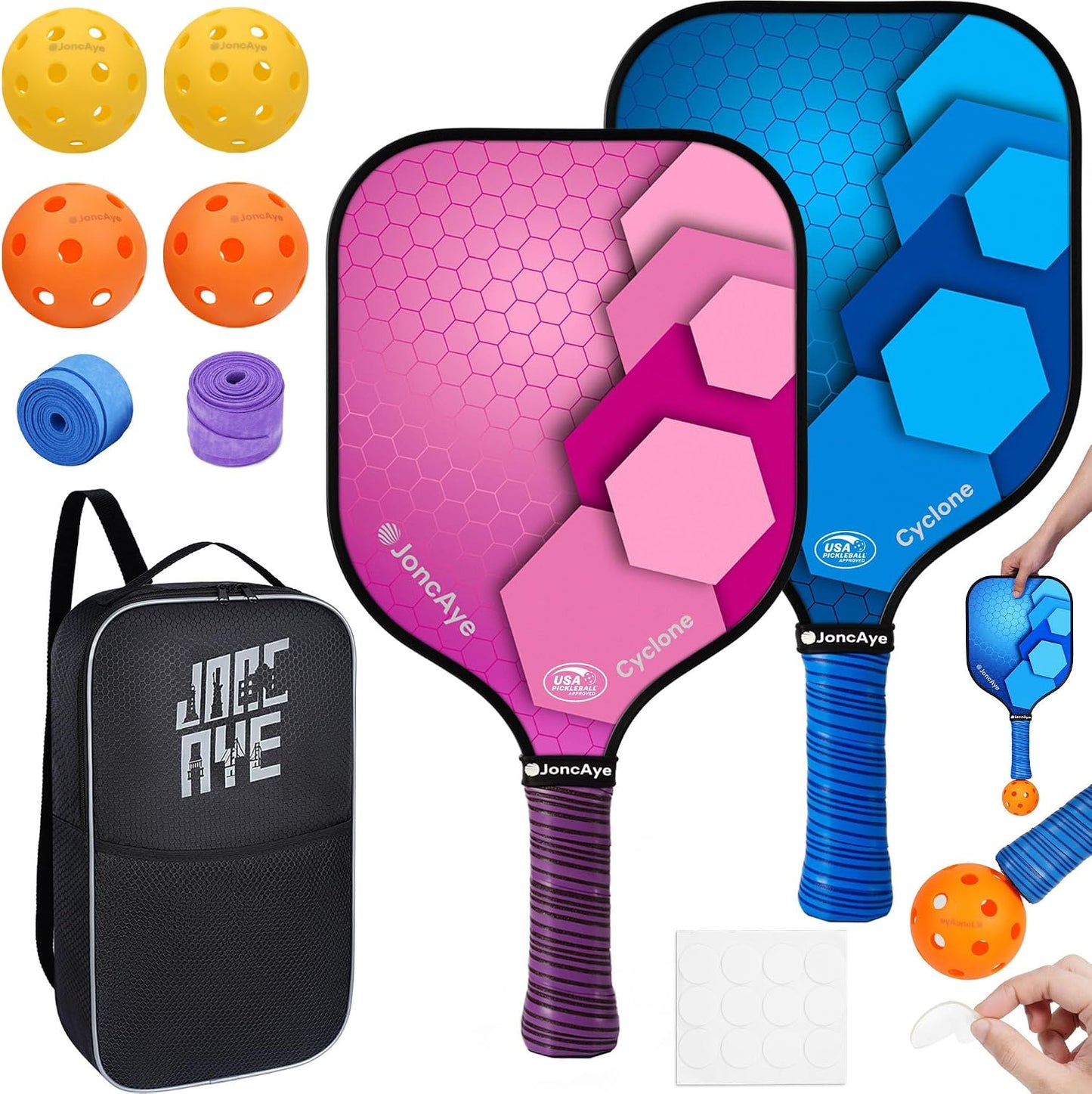 JoncAye Pickleball Paddles Juego de 4 o 2, raquetas de fibra de vid...