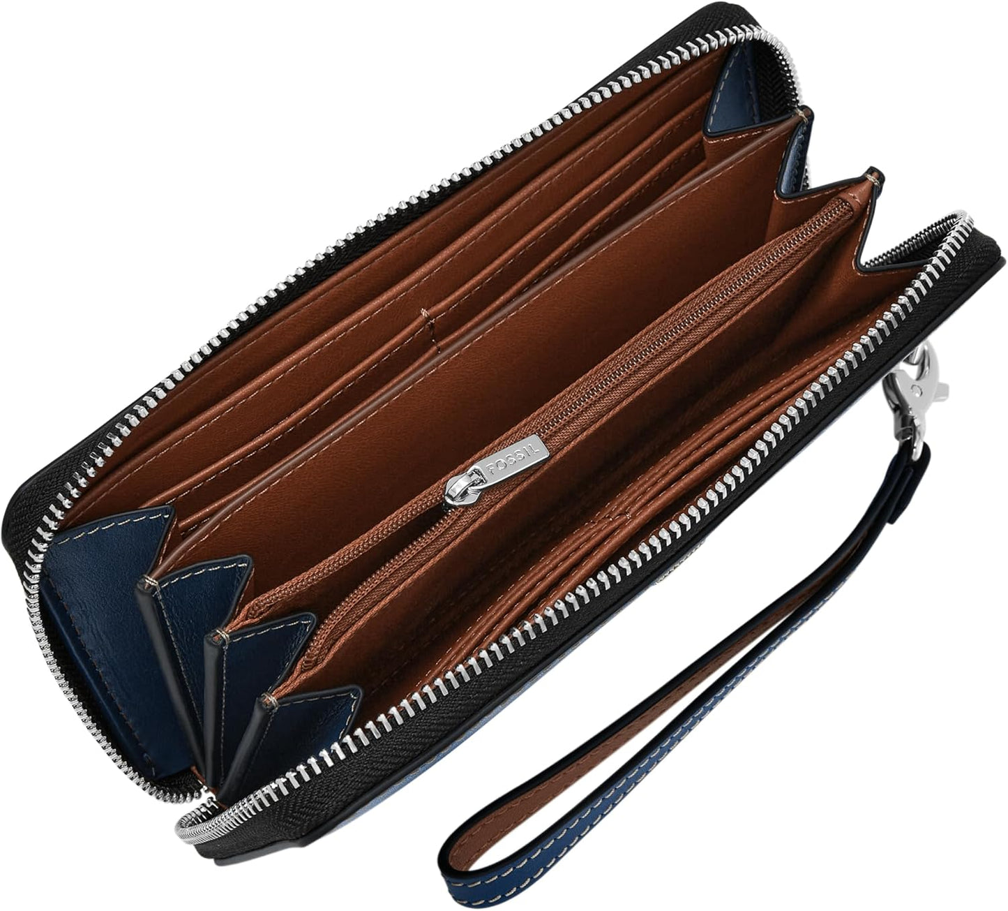 Fossil Lennox - Cartera de piel con cremallera alrededor para mujer...