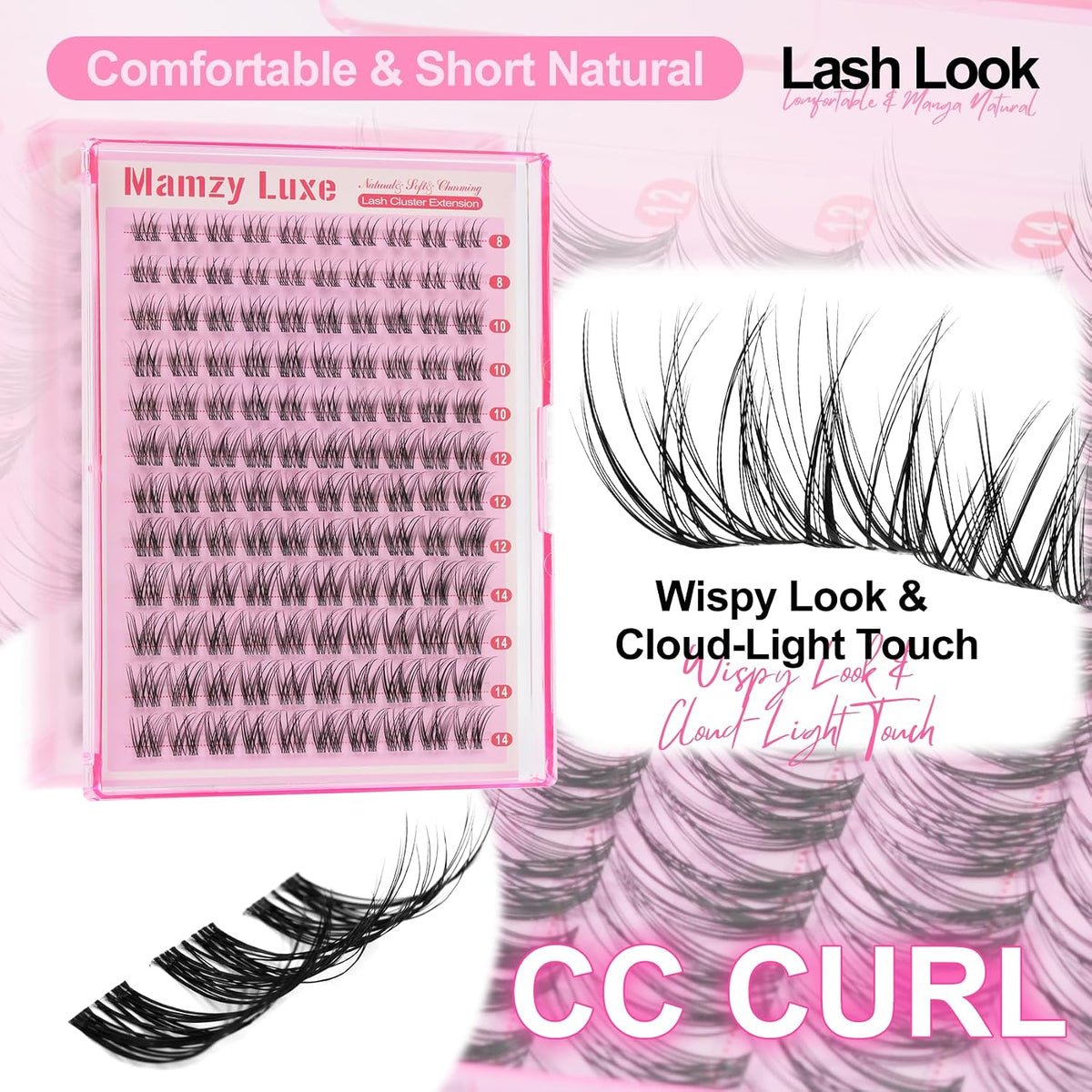 Wispy - Extensiones de pestañas naturales de 0.315-0.551 in, banda...