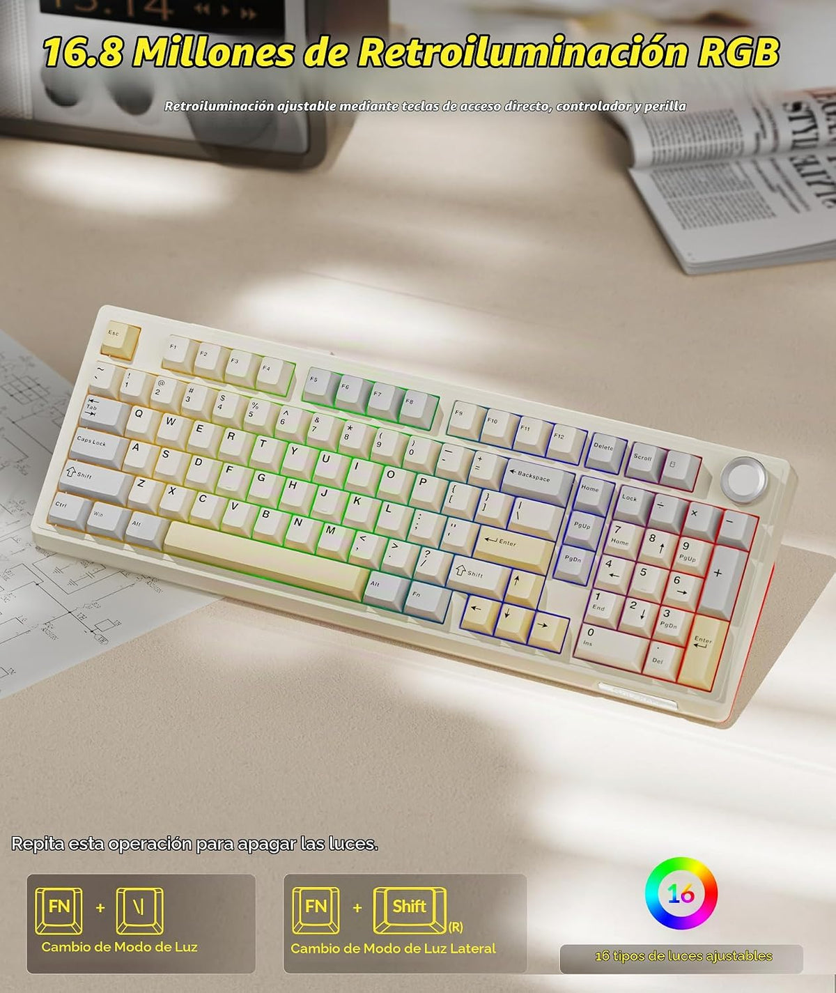 SOLAKAKA KI99 Pro - Teclado inalámbrico para juegos al 96 %, teclad...