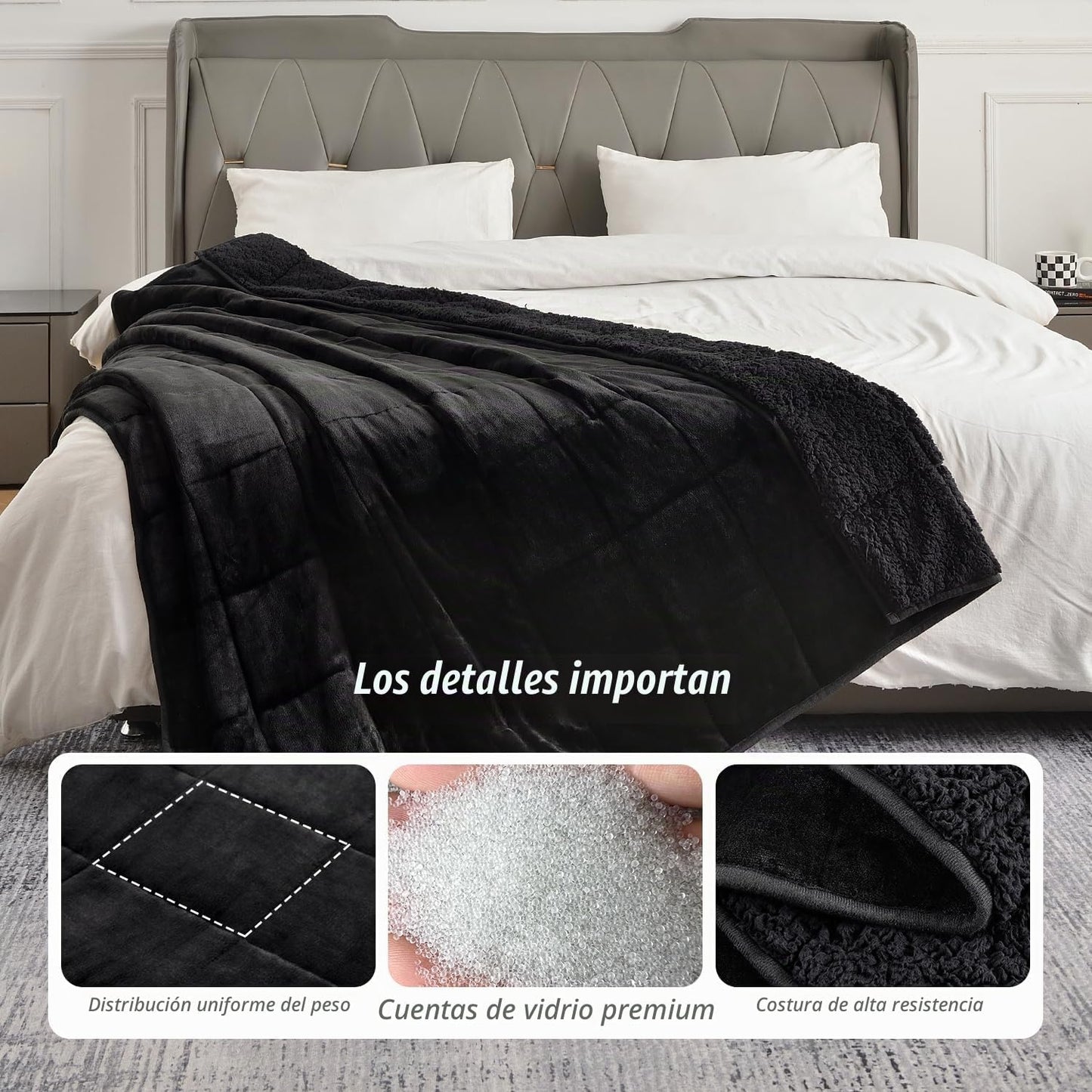 Wemore - Manta con peso para adultos, forro polar Sherpa de 15 libr...