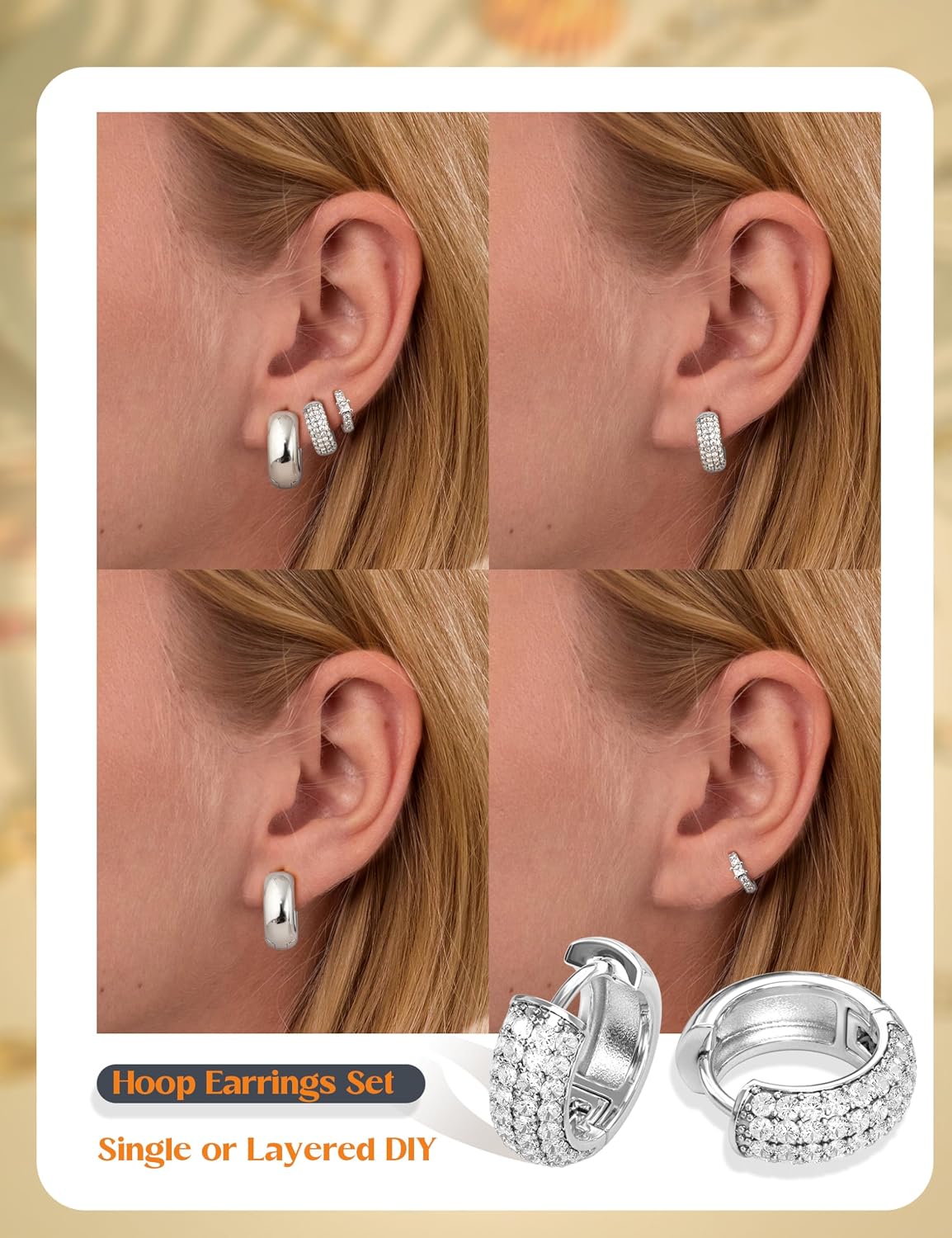 LOLIAS Pequeños aretes de aro gruesos chapados en oro de 14K para m...