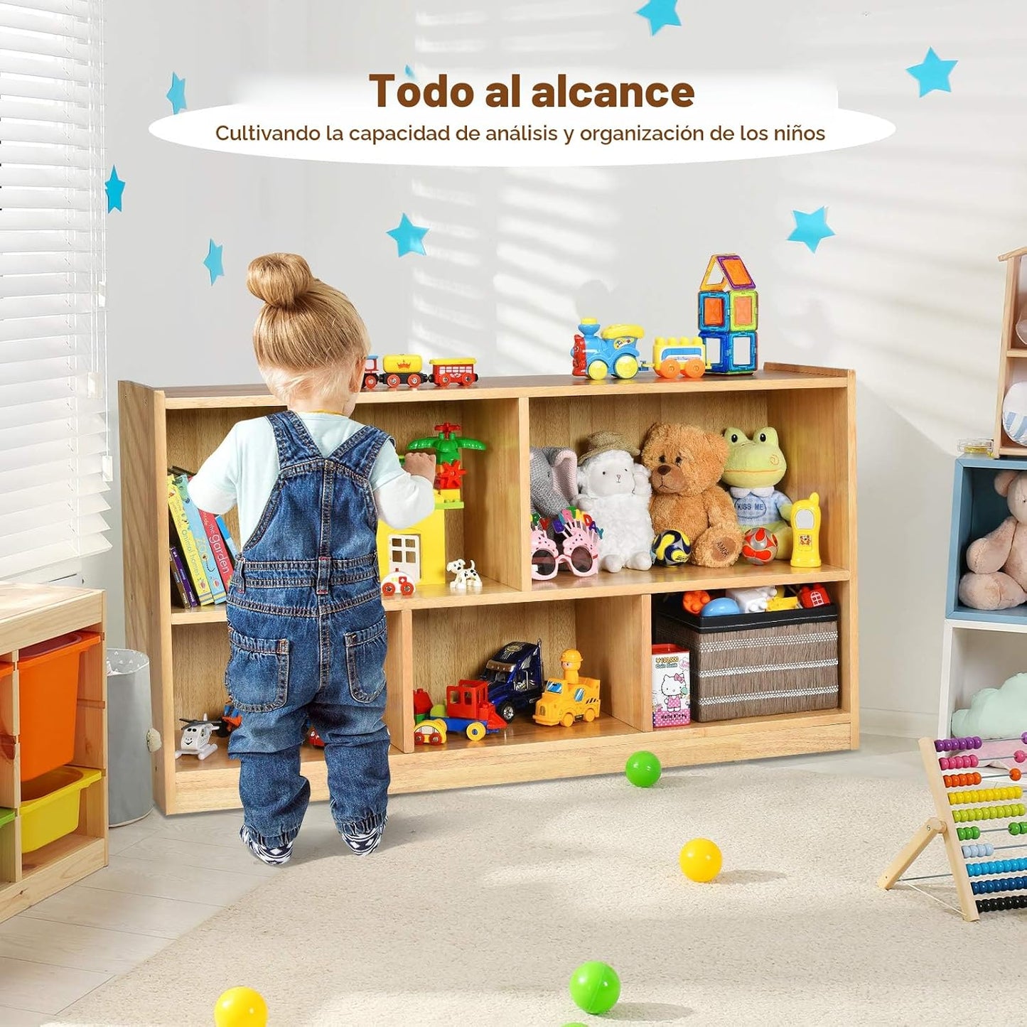 Costzon Estantería de 2 estantes para niños, organizador de almacen...